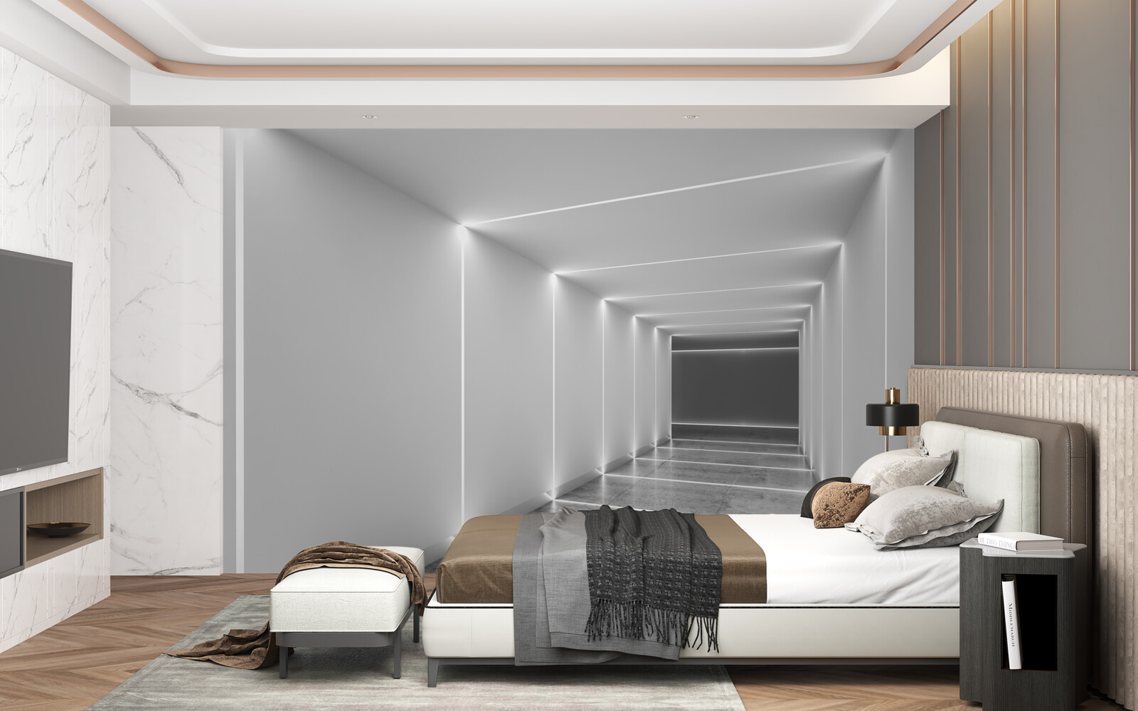 Фотошпалери прохід, освітлений білим світлом