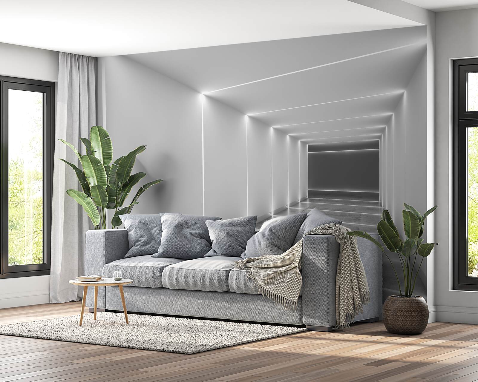 Фотошпалери прохід, освітлений білим світлом