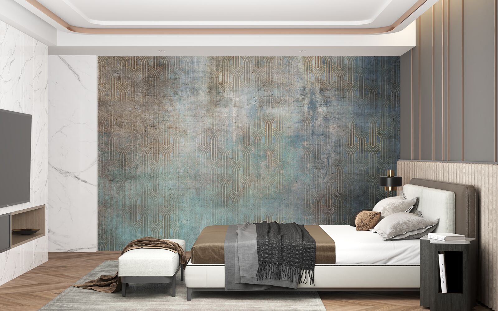 Фотошпалери дощ, що падає на воду вночі