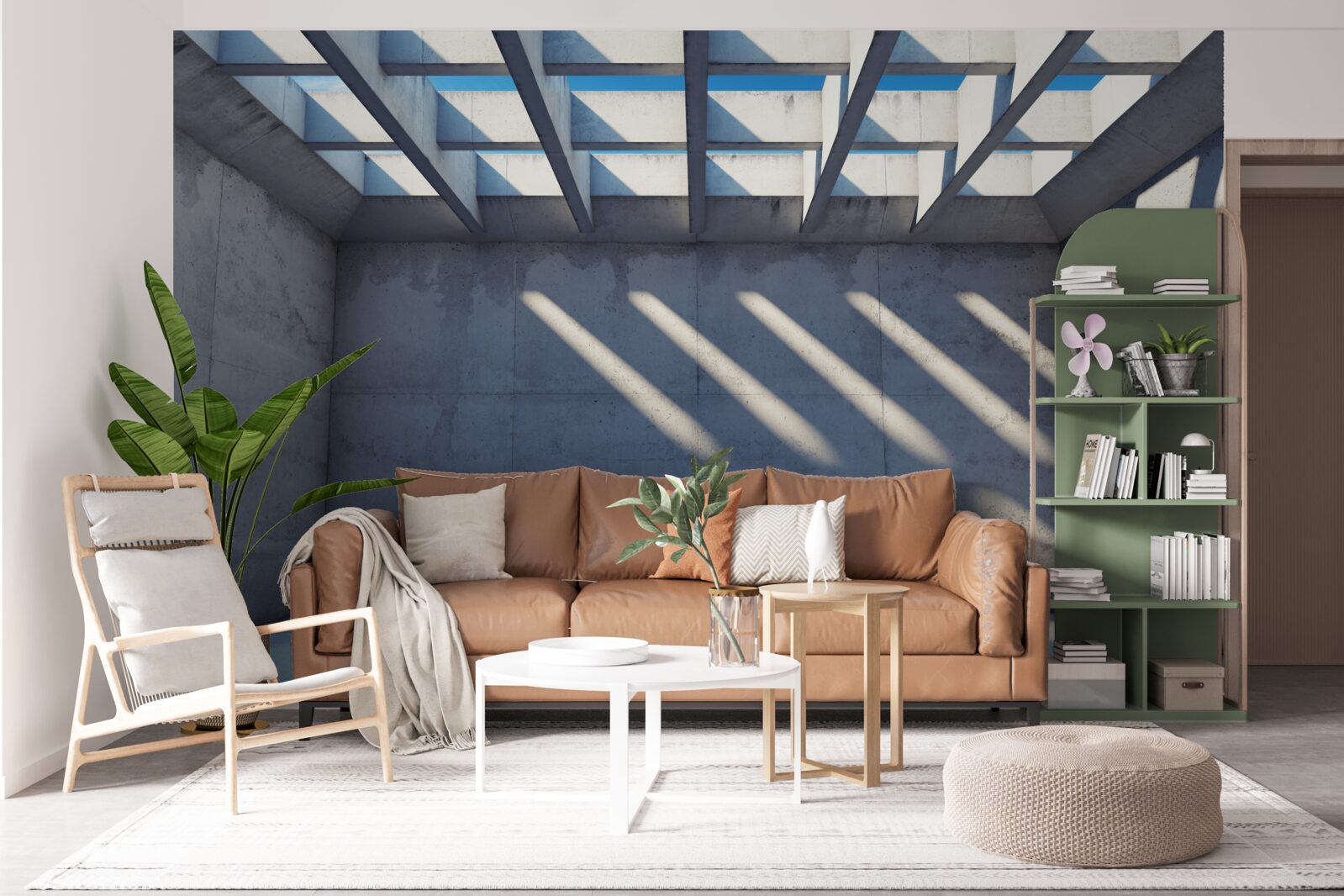 Фотошпалери сітчаста стеля з квадратним візерунком і прозорістю