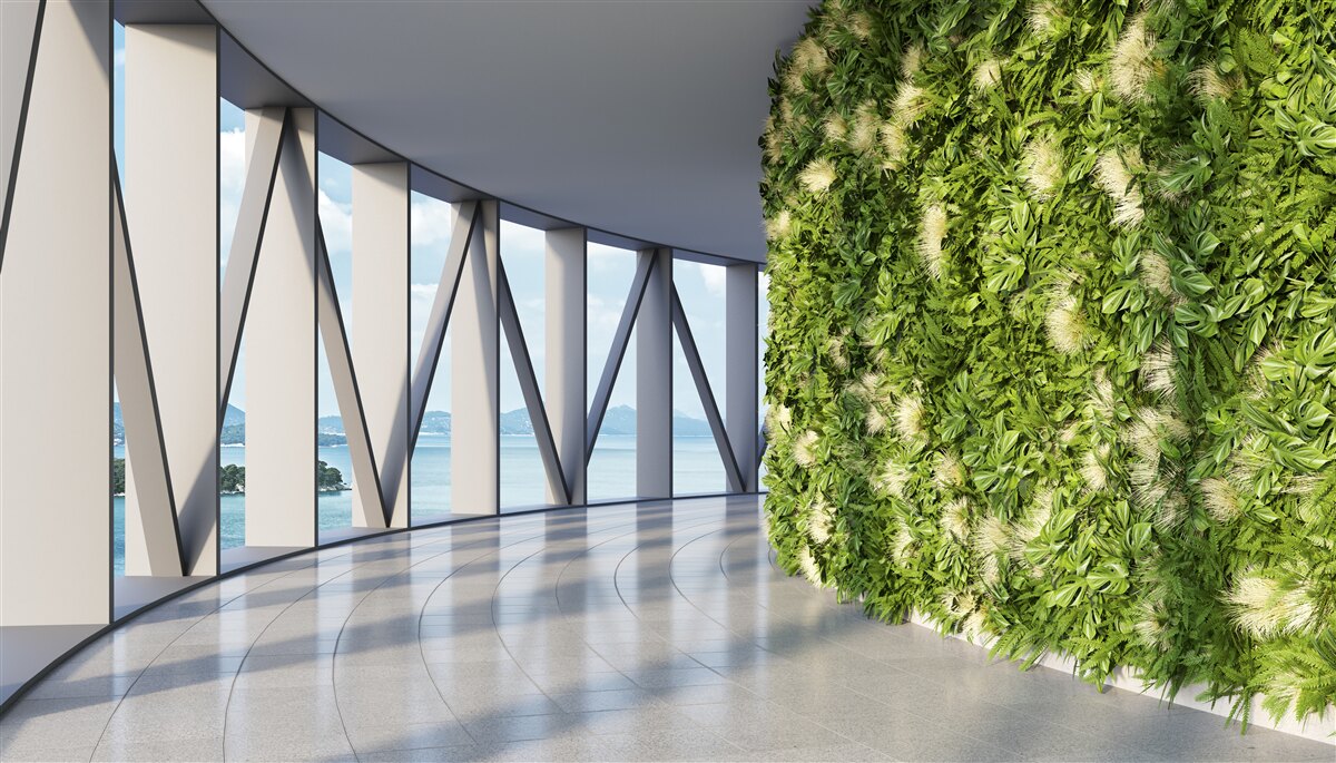 Фотошпалери світло-зелений обертовий коридор