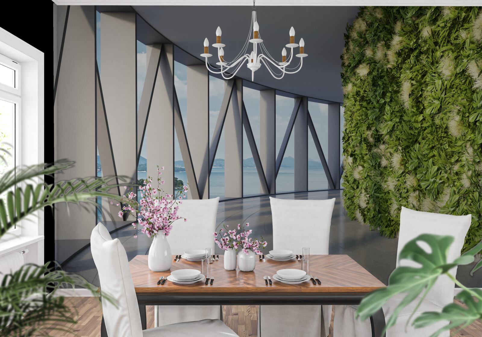 Фотошпалери світло-зелений обертовий коридор