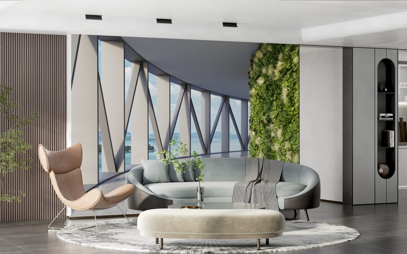 Фотошпалери світло-зелений обертовий коридор