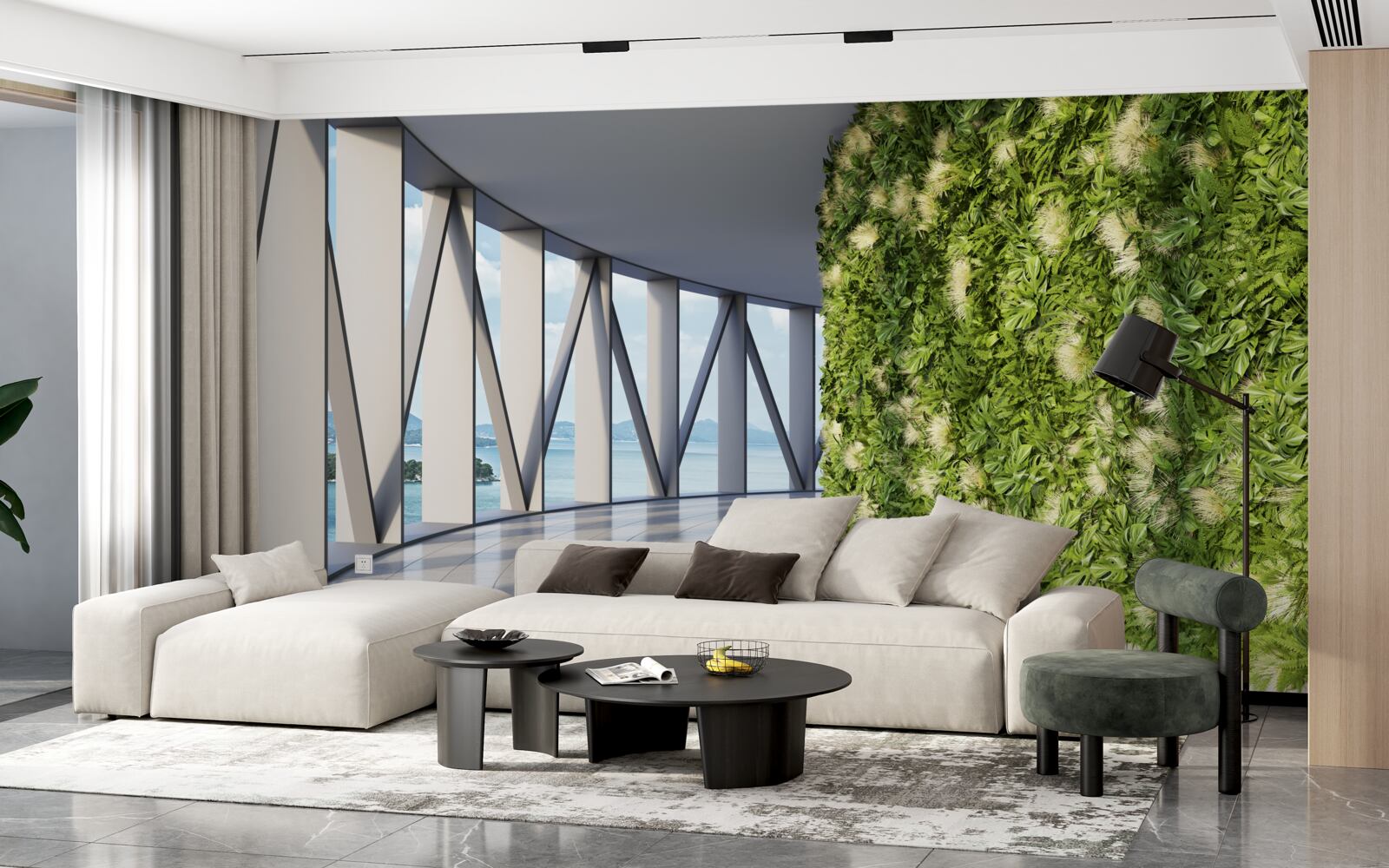 Фотошпалери світло-зелений обертовий коридор