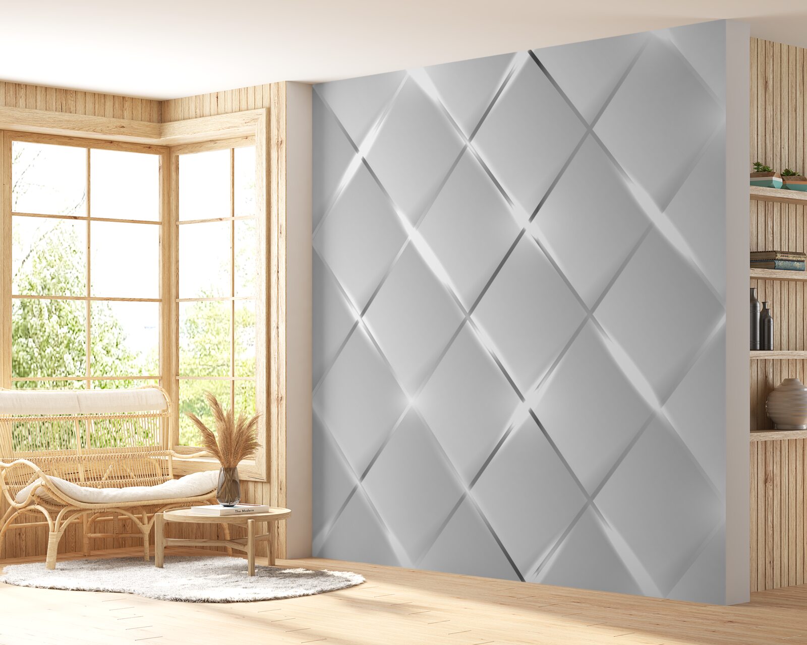 Фотошпалери ромбовидний візерунок зі сріблястими контурами