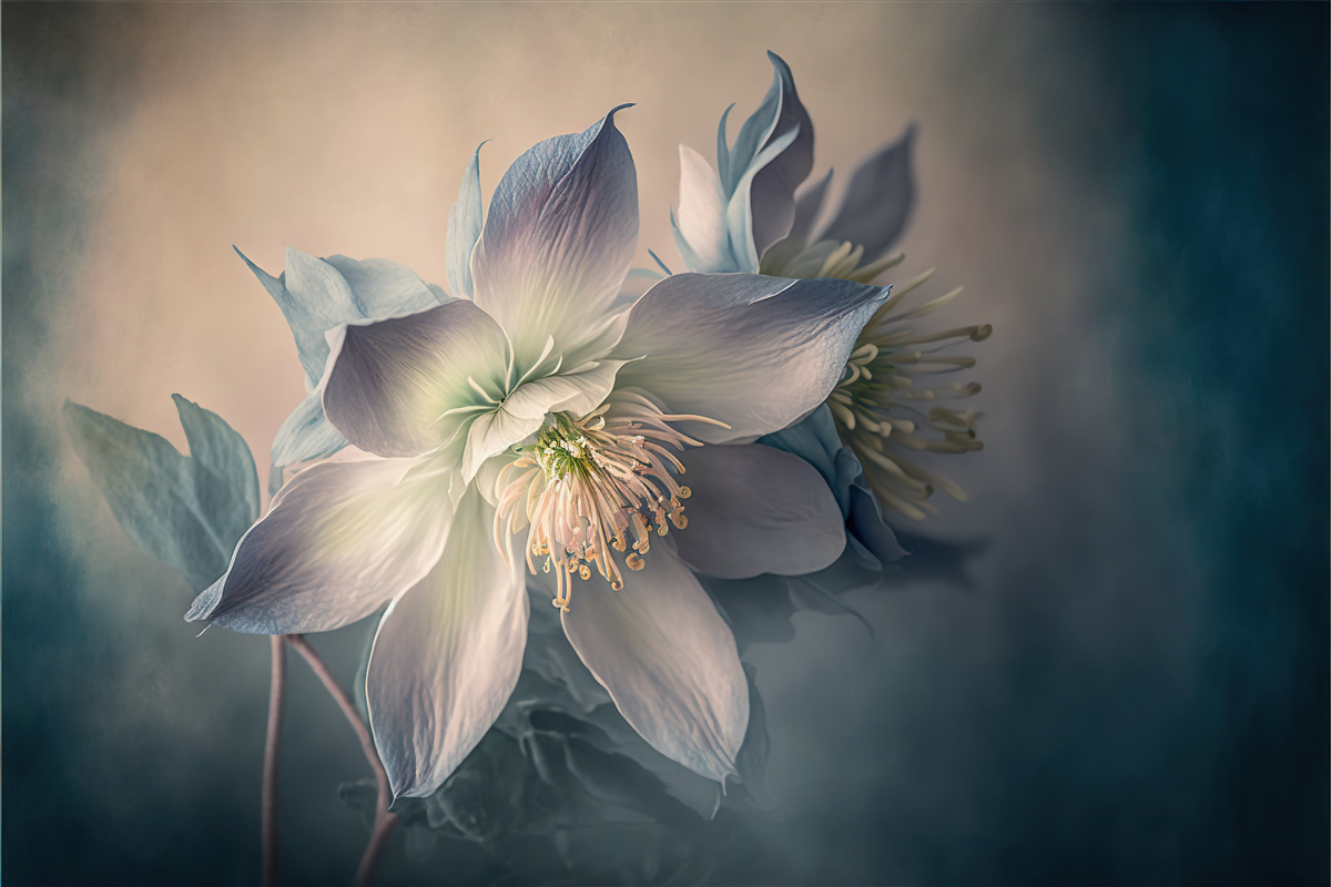 Фотошпалери м'який бутон у відтінках білого та блакитного