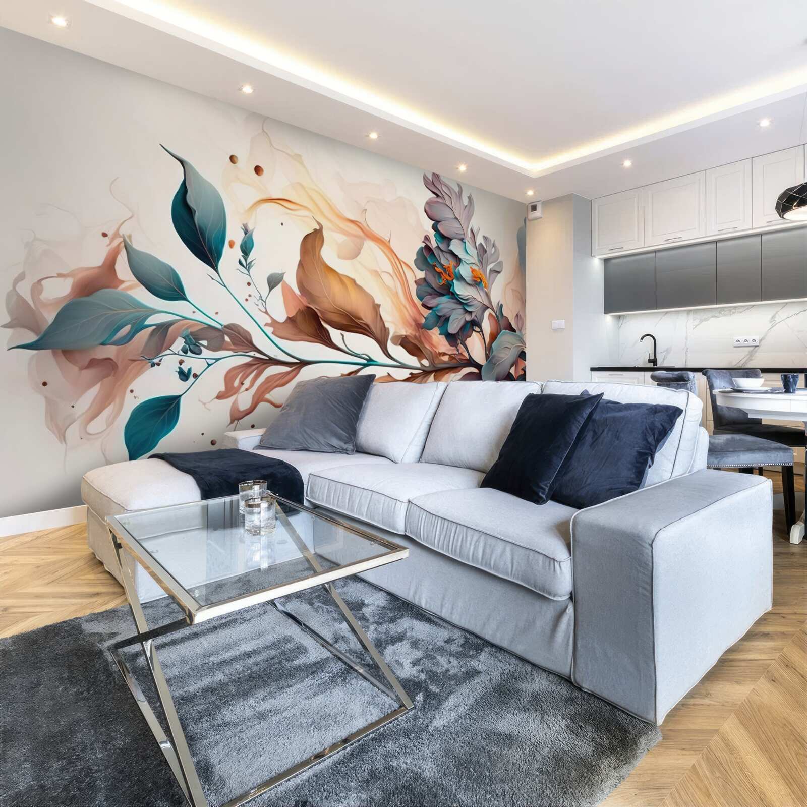 Фотошпалери осіння гілка, вкрита листям