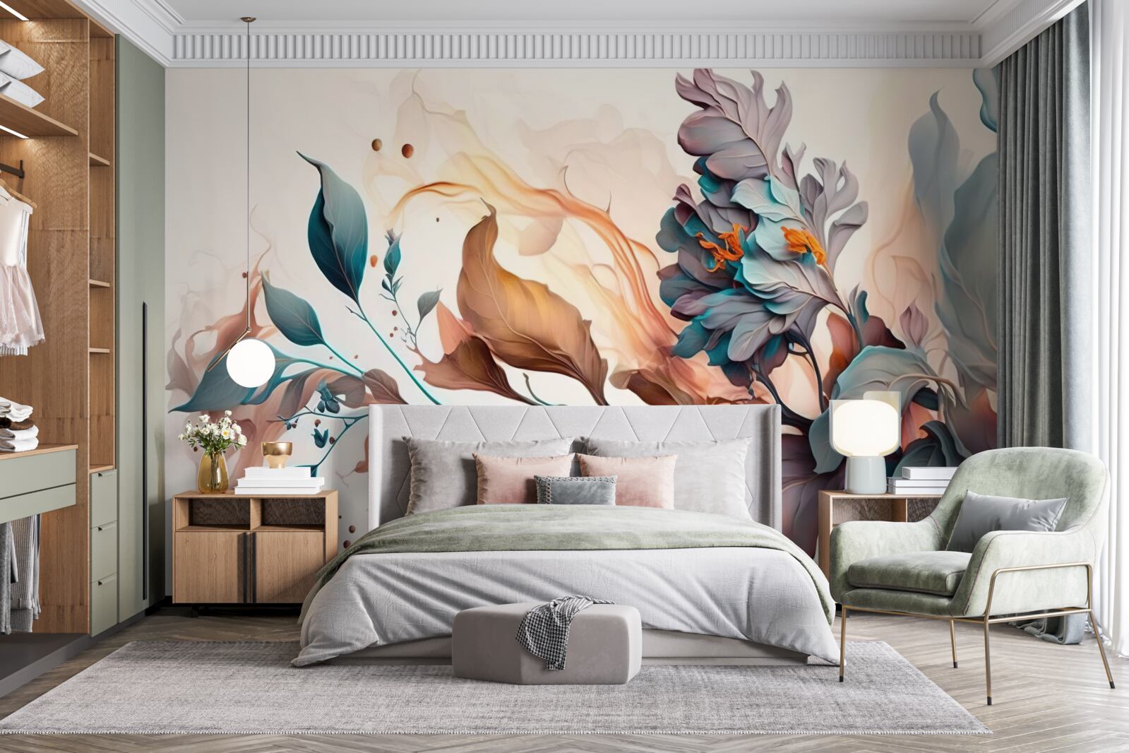 Фотошпалери осіння гілка, вкрита листям