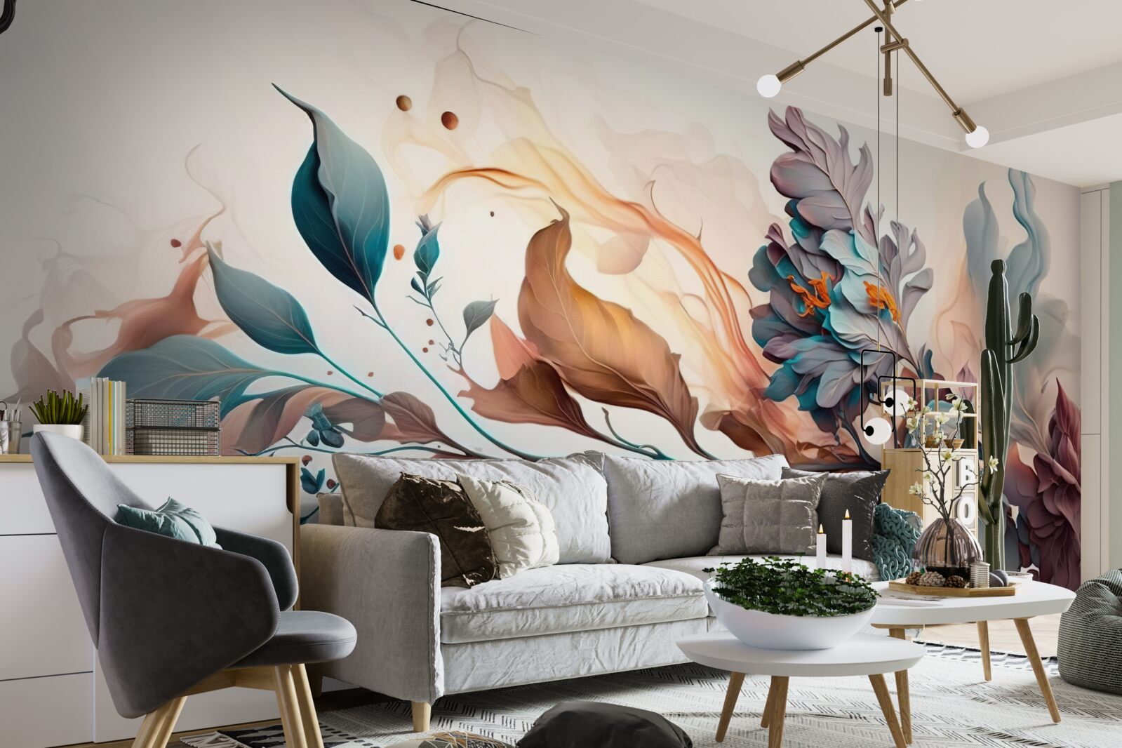 Фотошпалери осіння гілка, вкрита листям