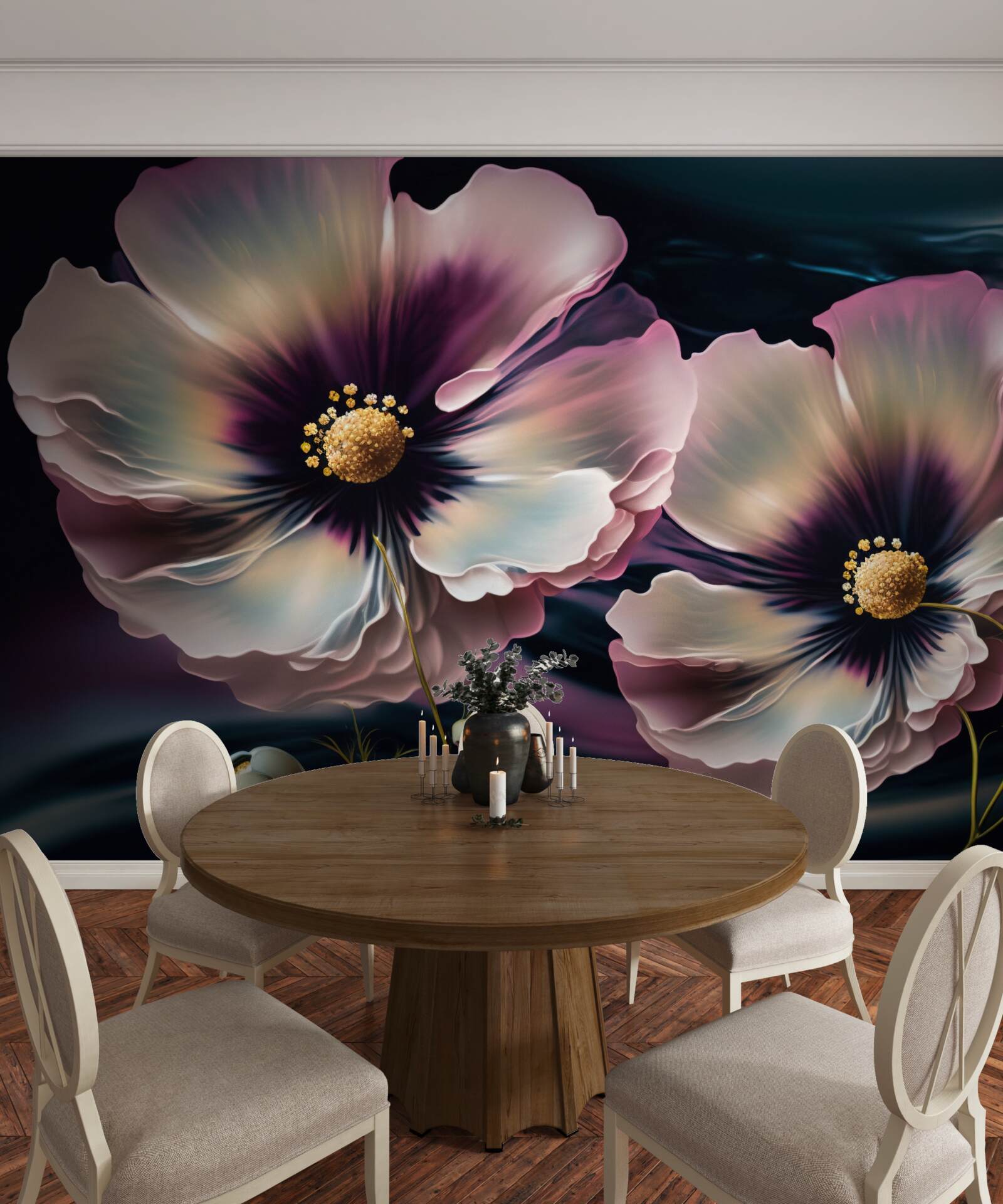 Фотошпалери вітер гойдає білосніжні та розкішні маки