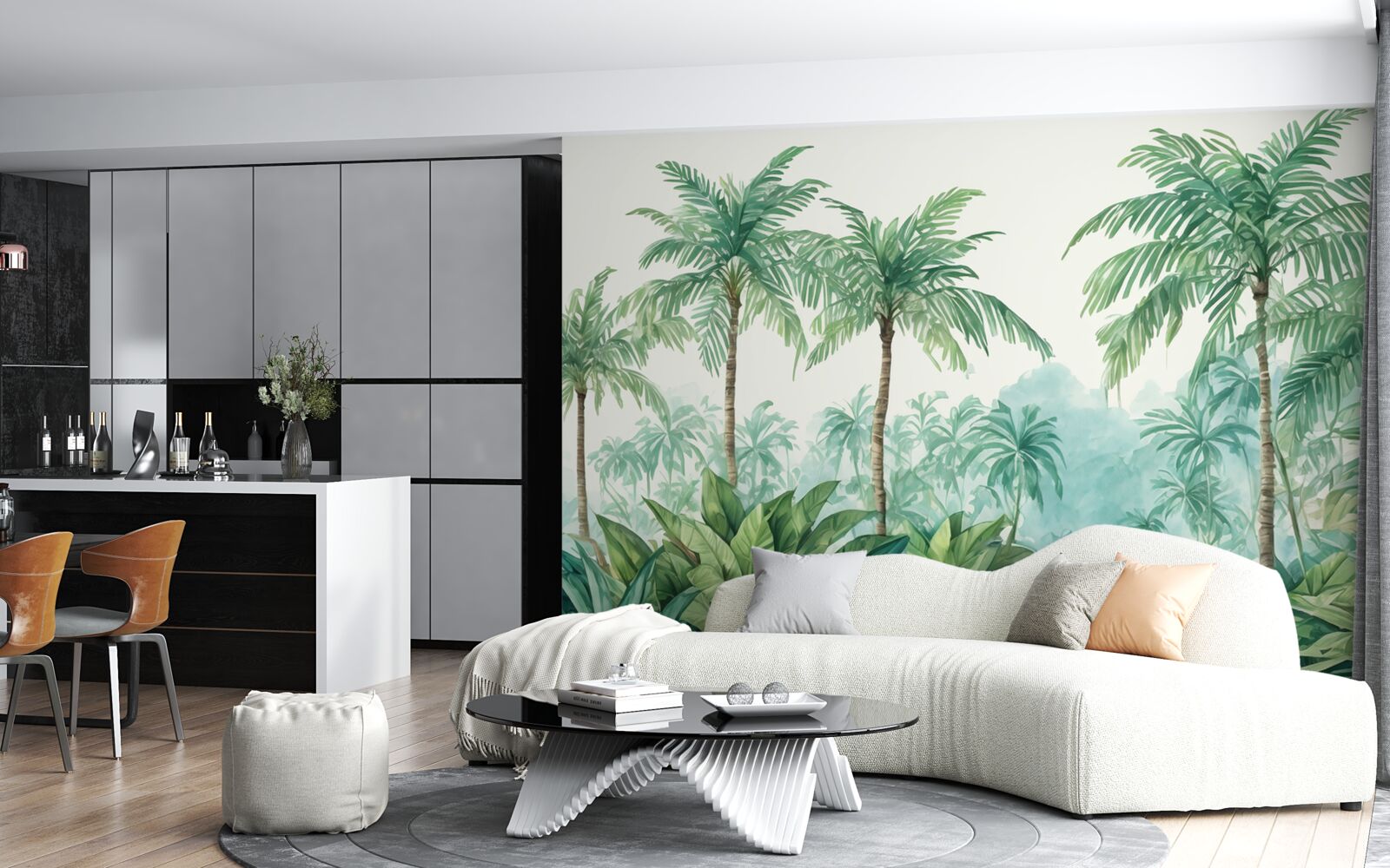 Фотошпалери тропічні пальми під дощем