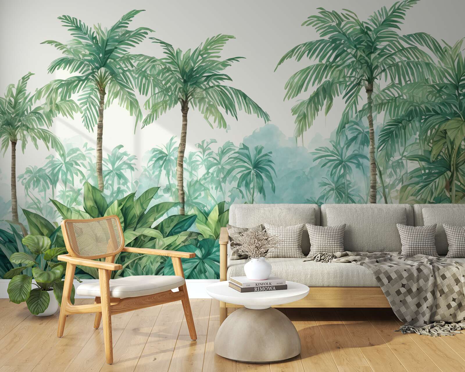 Фотошпалери тропічні пальми під дощем