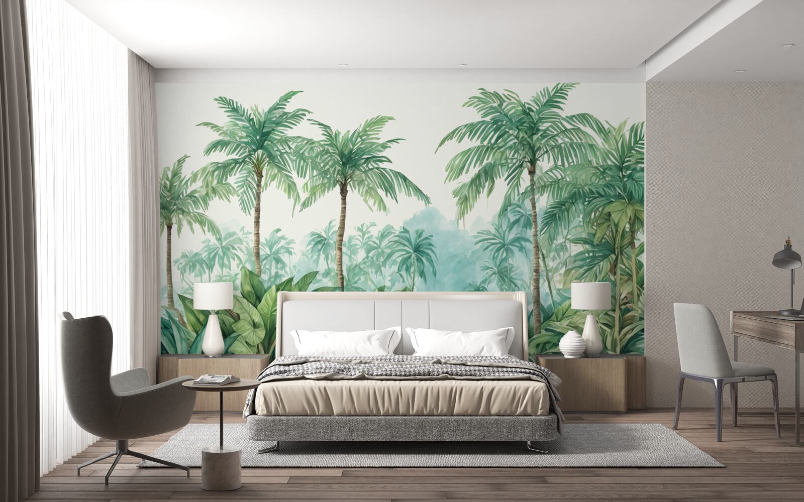 Фотошпалери тропічні пальми під дощем