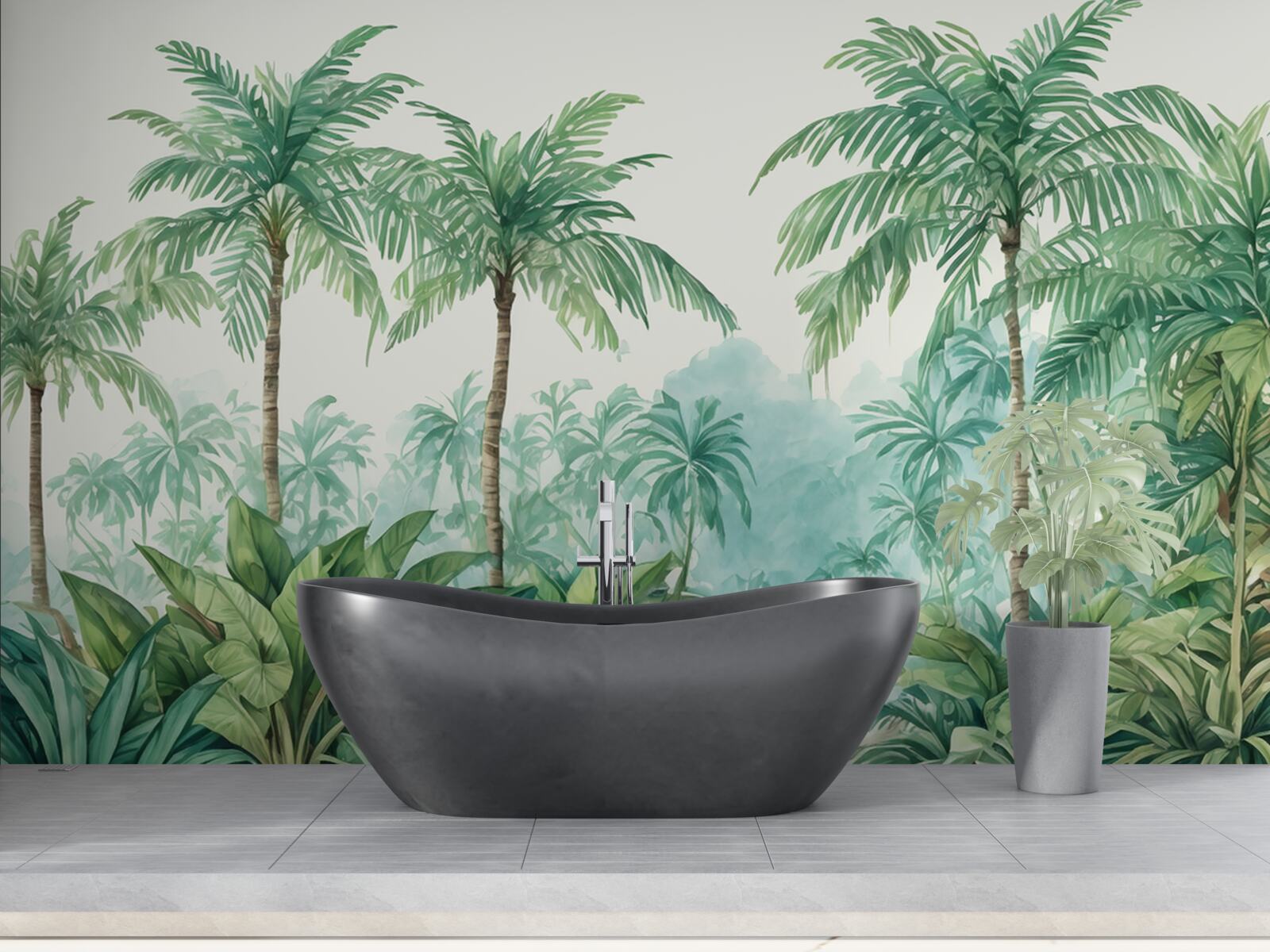 Фотошпалери тропічні пальми під дощем