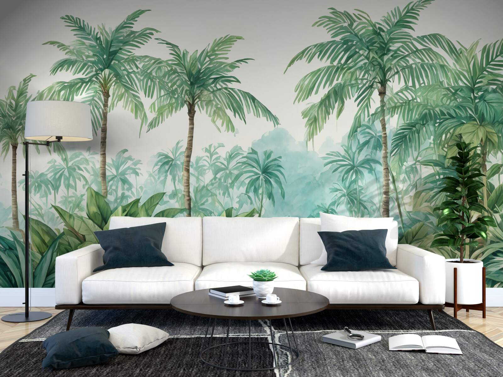 Фотошпалери тропічні пальми під дощем