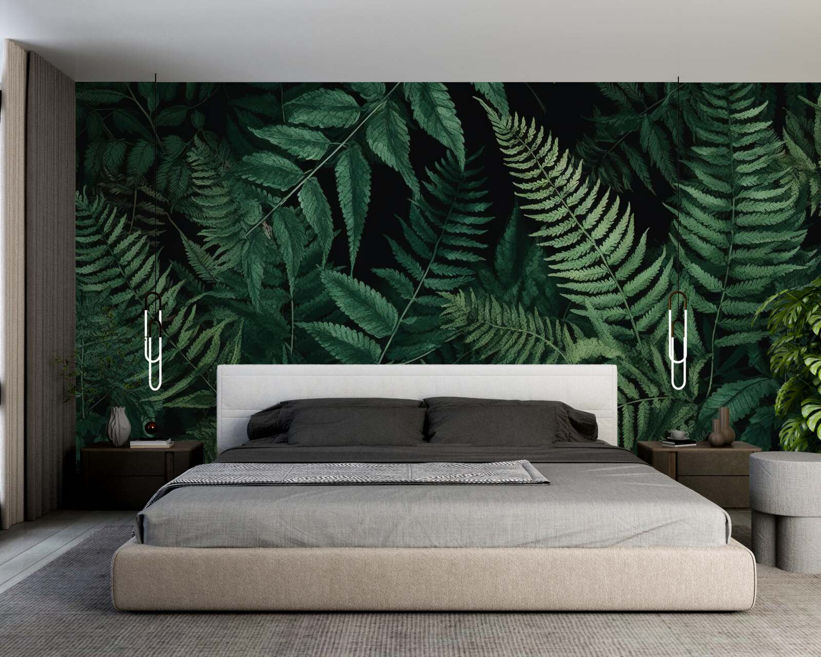 Фотошпалери вночі пелюстки папороті легко гойдаються