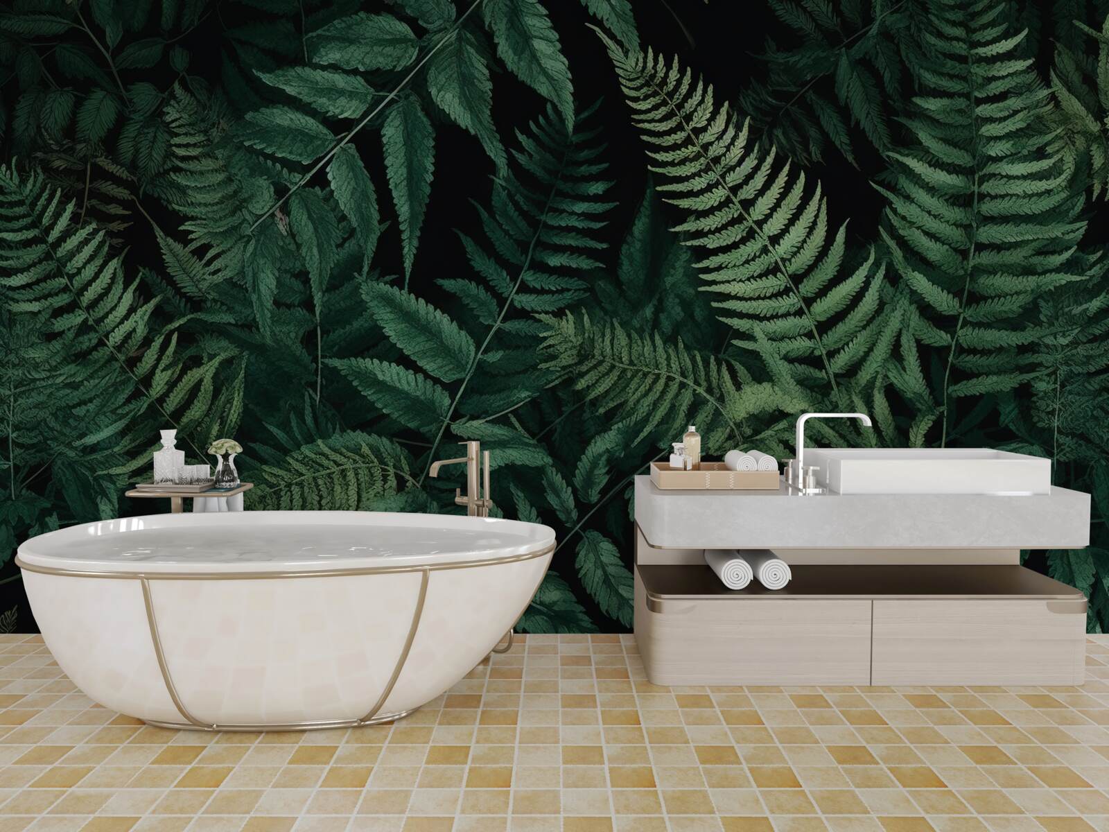 Фотошпалери вночі пелюстки папороті легко гойдаються