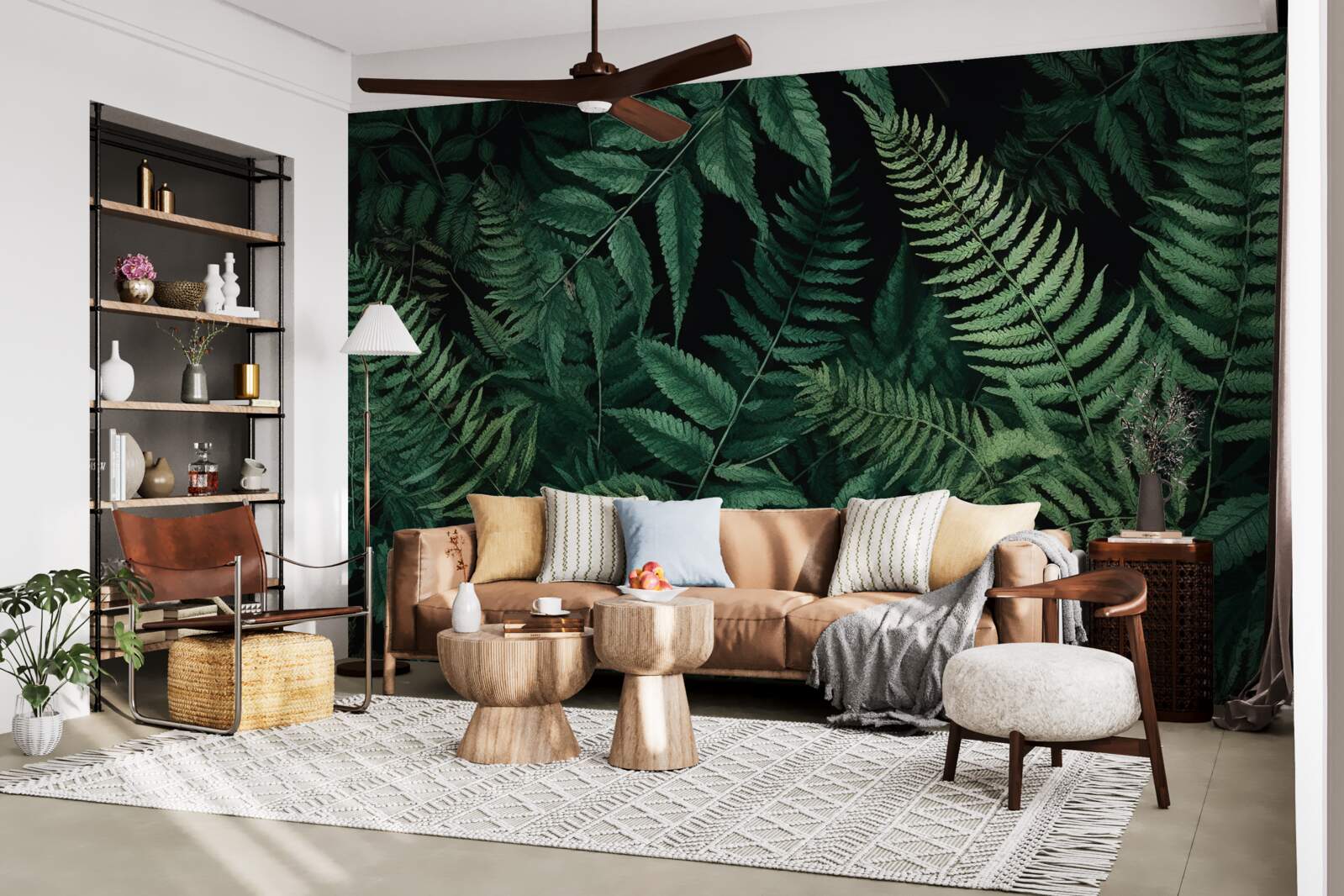 Фотошпалери вночі пелюстки папороті легко гойдаються