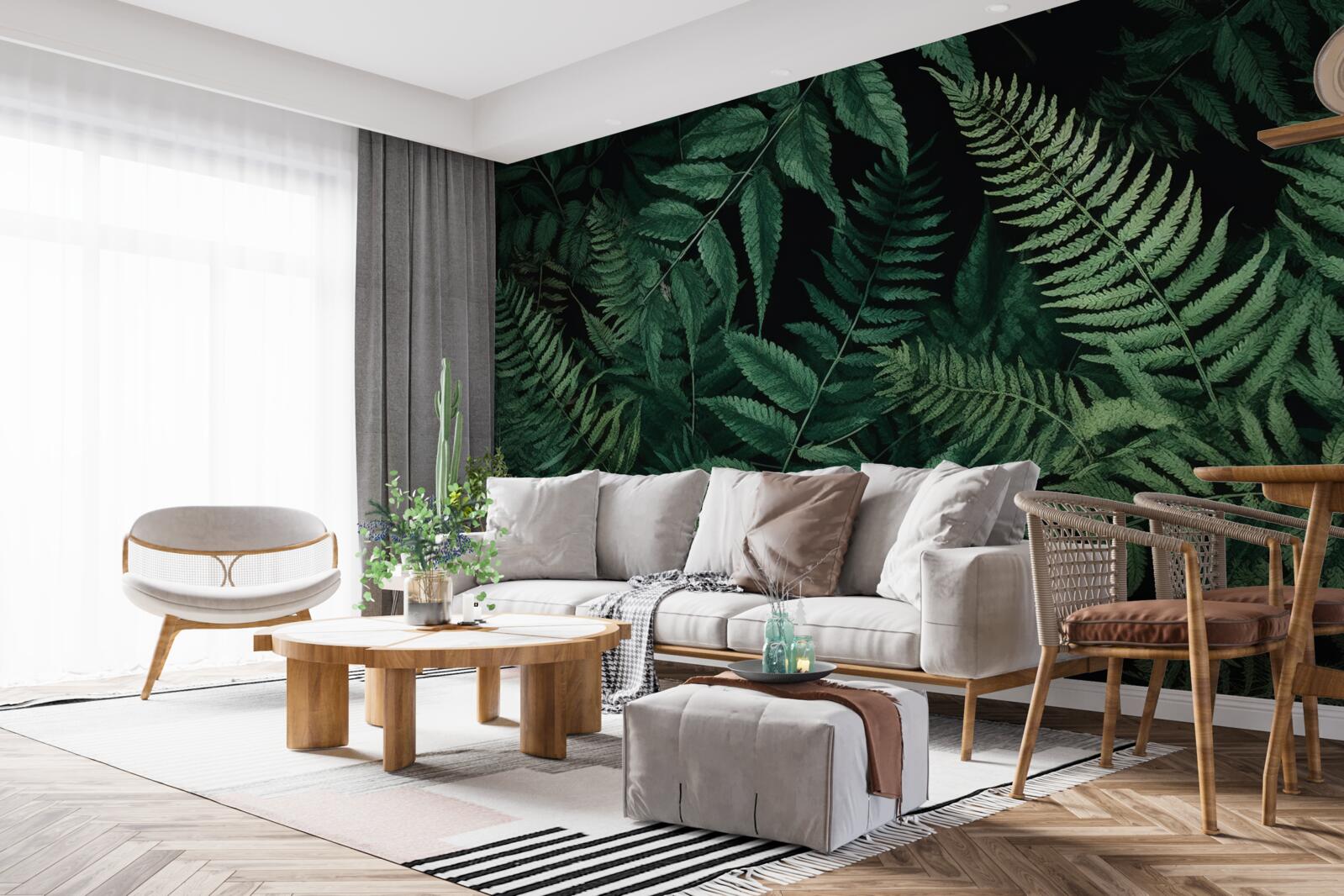 Фотошпалери вночі пелюстки папороті легко гойдаються