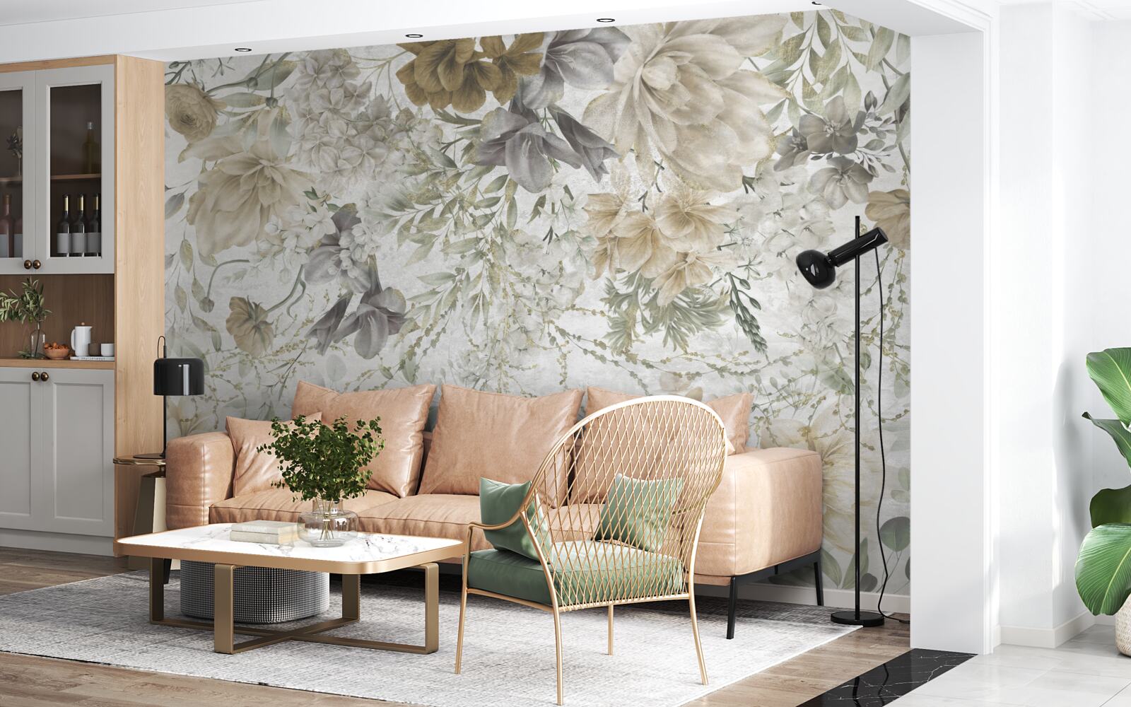 Фотошпалери концепція з осіннього листя та квітів