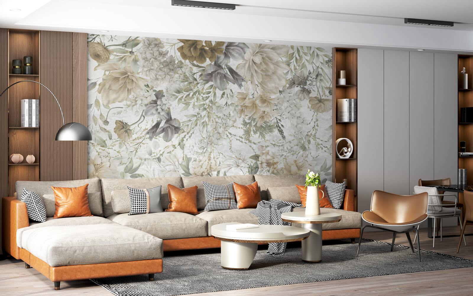 Фотошпалери концепція з осіннього листя та квітів