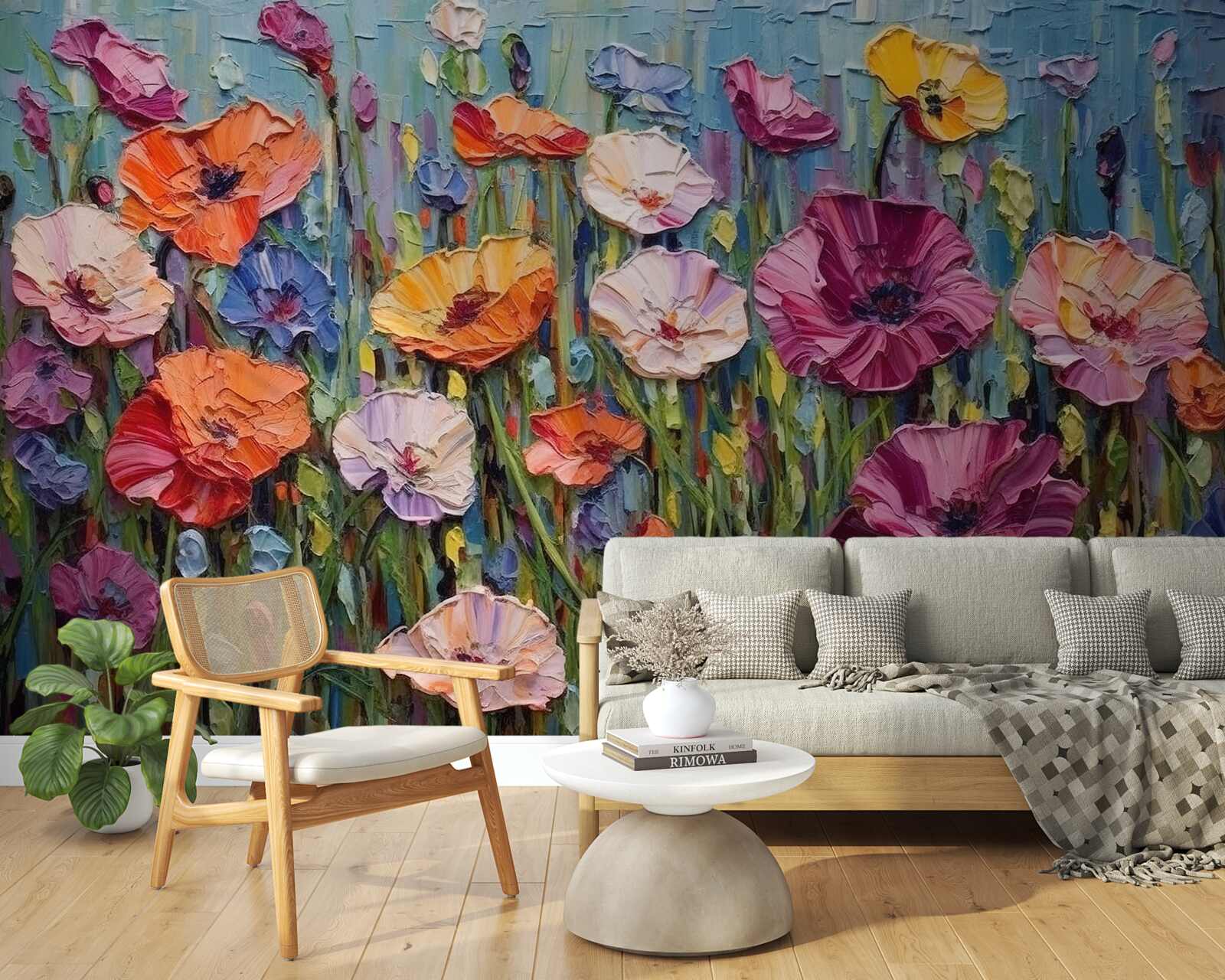 Фотошпалери літні квіти в полі під небом