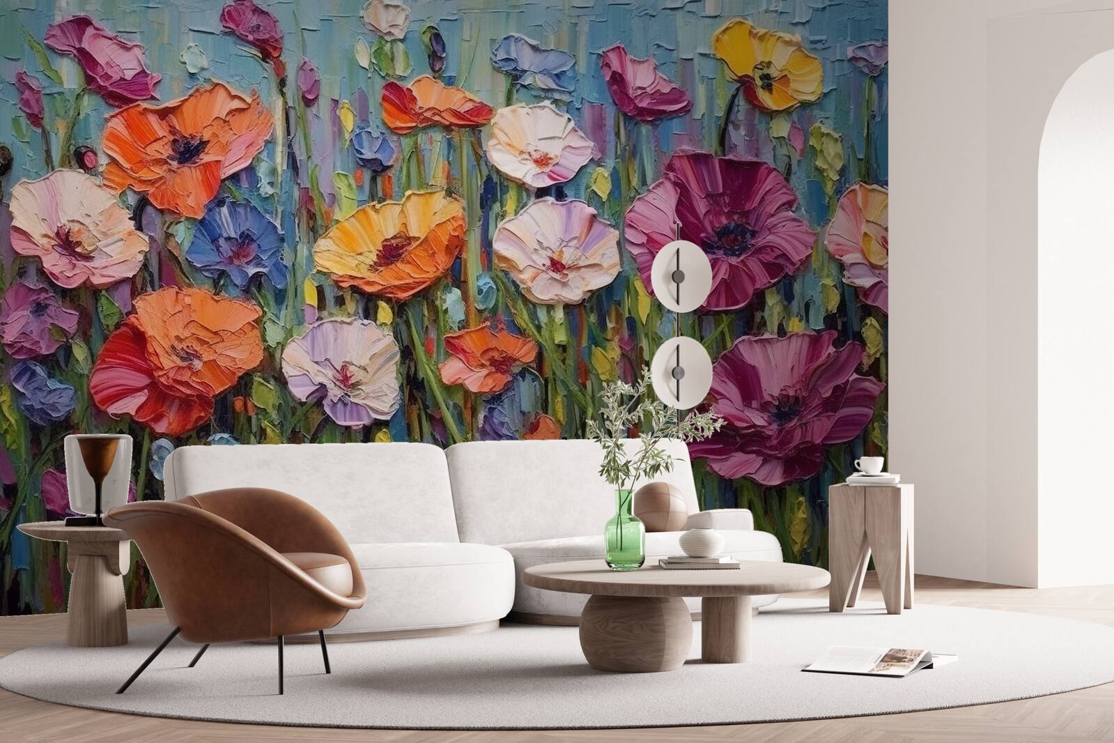 Фотошпалери літні квіти в полі під небом