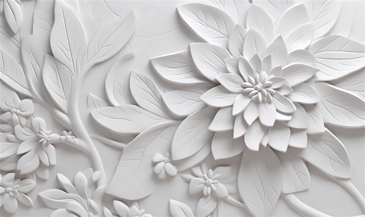 Фотошпалери фактурні білі квіти