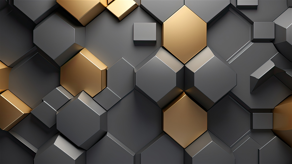 Фотошпалери геометричні фігури в чорному та золотому кольорах