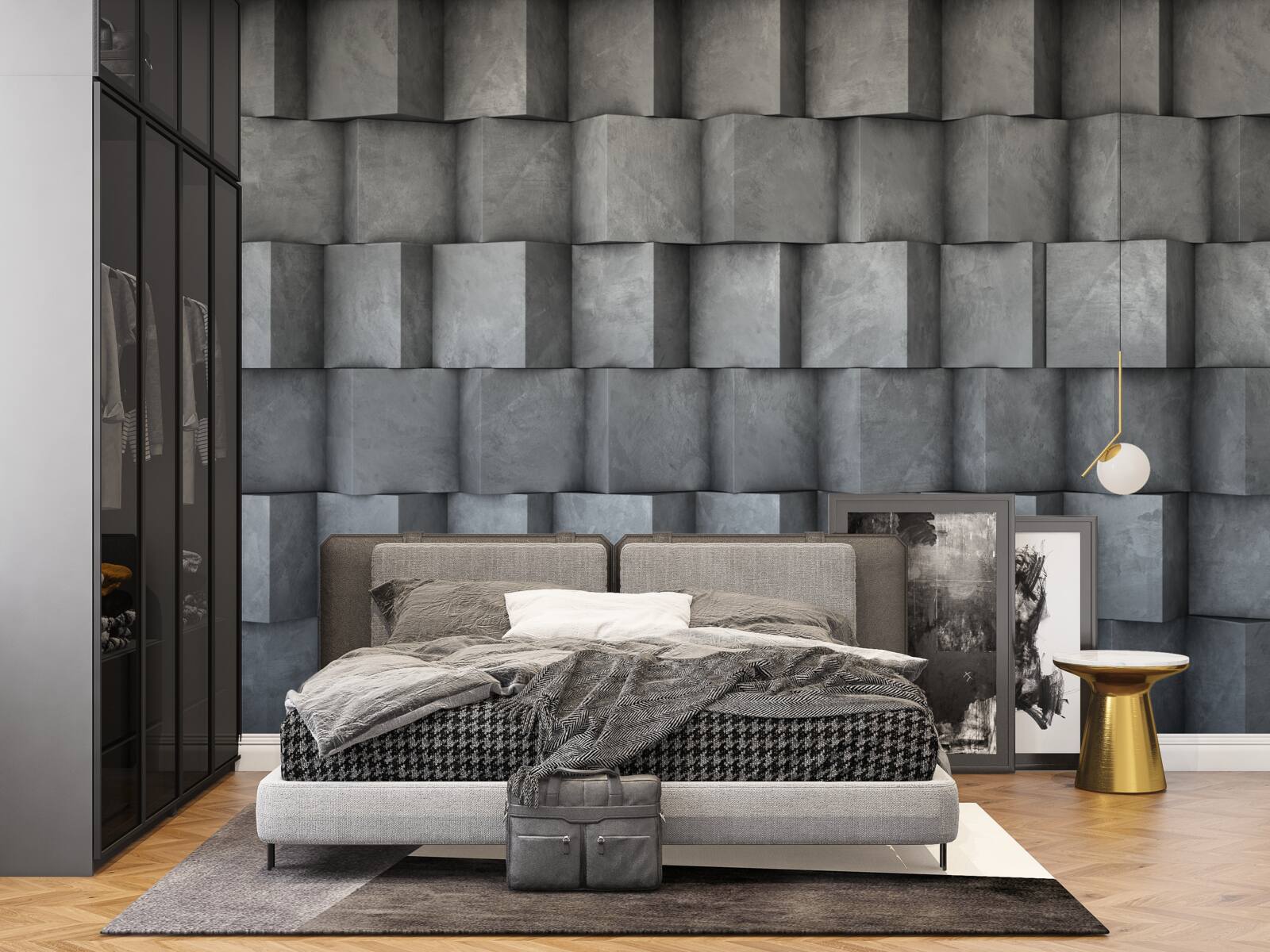 Фотошпалери об'ємні квадрати в різних напрямках