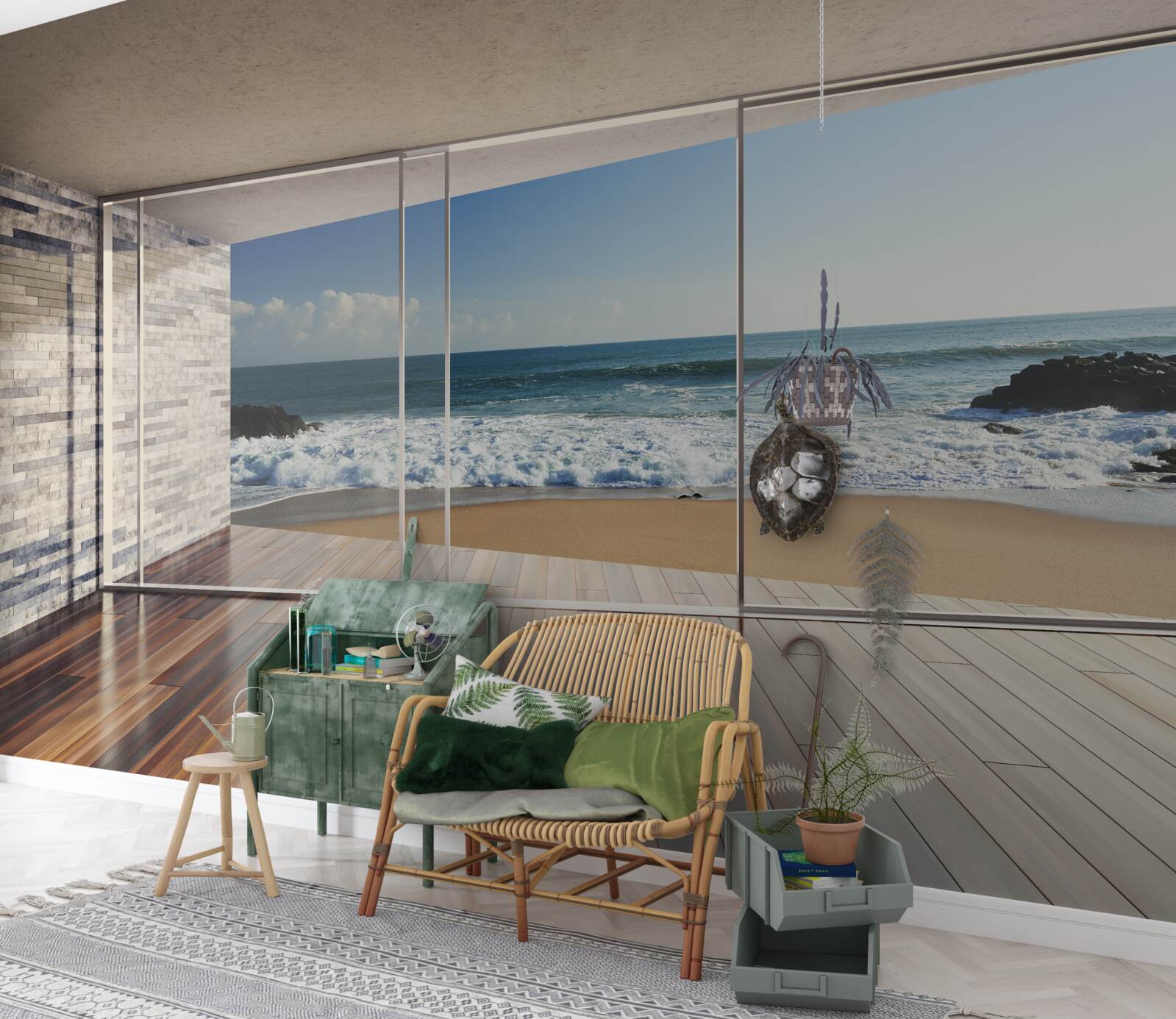 Фотошпалери з панорамних вікон відкривається чудовий вид на море