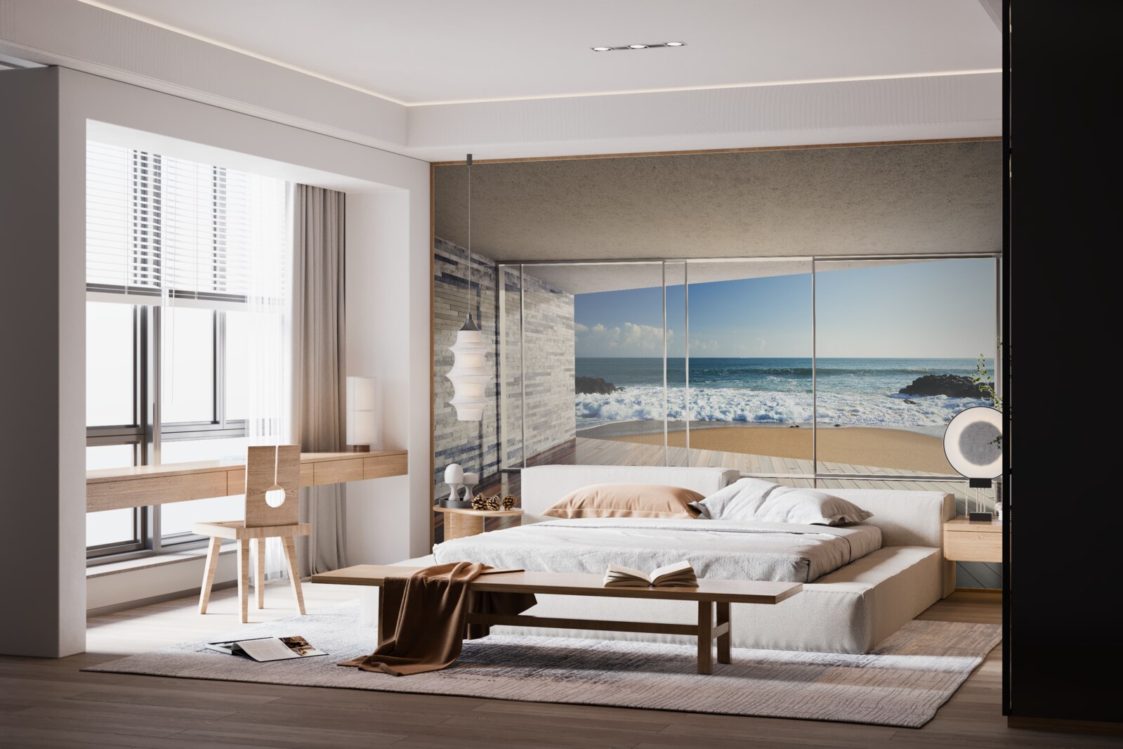 Фотошпалери з панорамних вікон відкривається чудовий вид на море