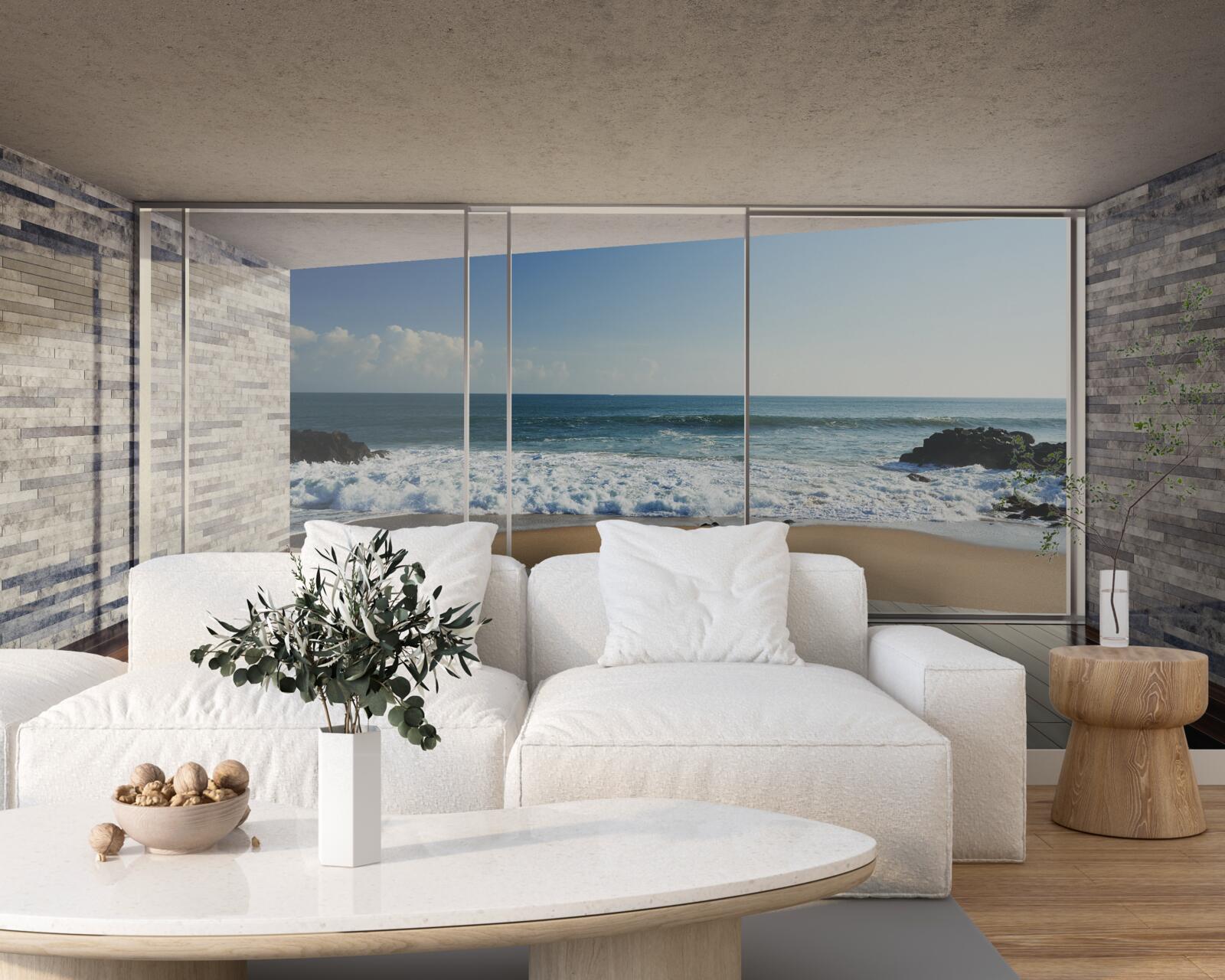 Фотошпалери з панорамних вікон відкривається чудовий вид на море