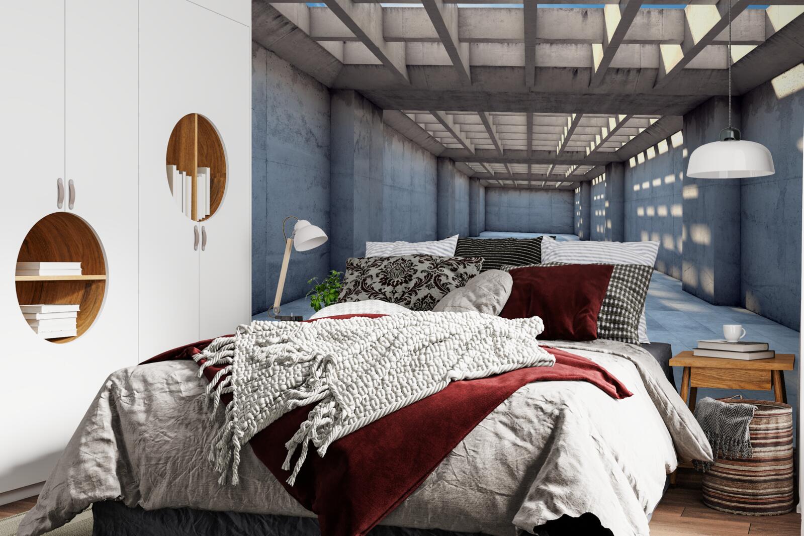 Фотошпалери яскраво освітлений коридор зі стелею, вкритою дерев'яною решіткою