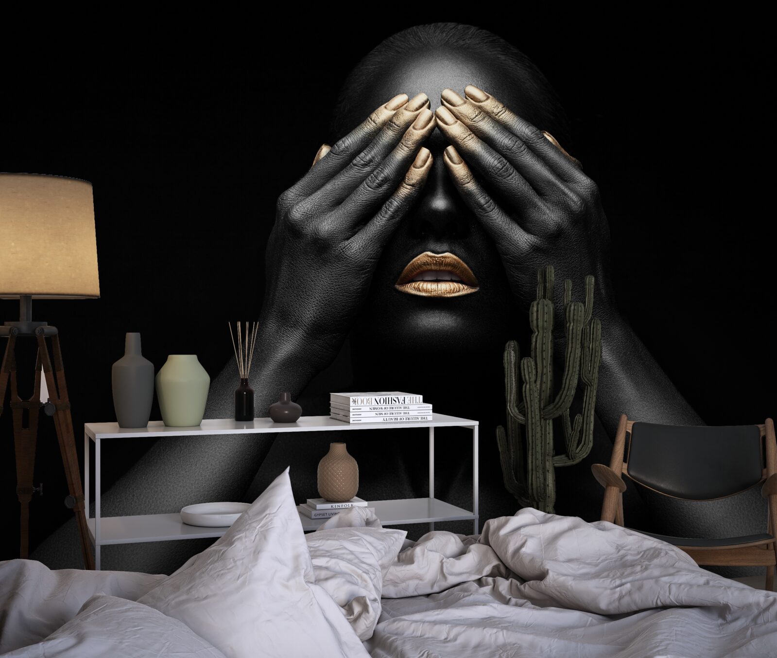 Фотошпалери дівчина затулила очі руками