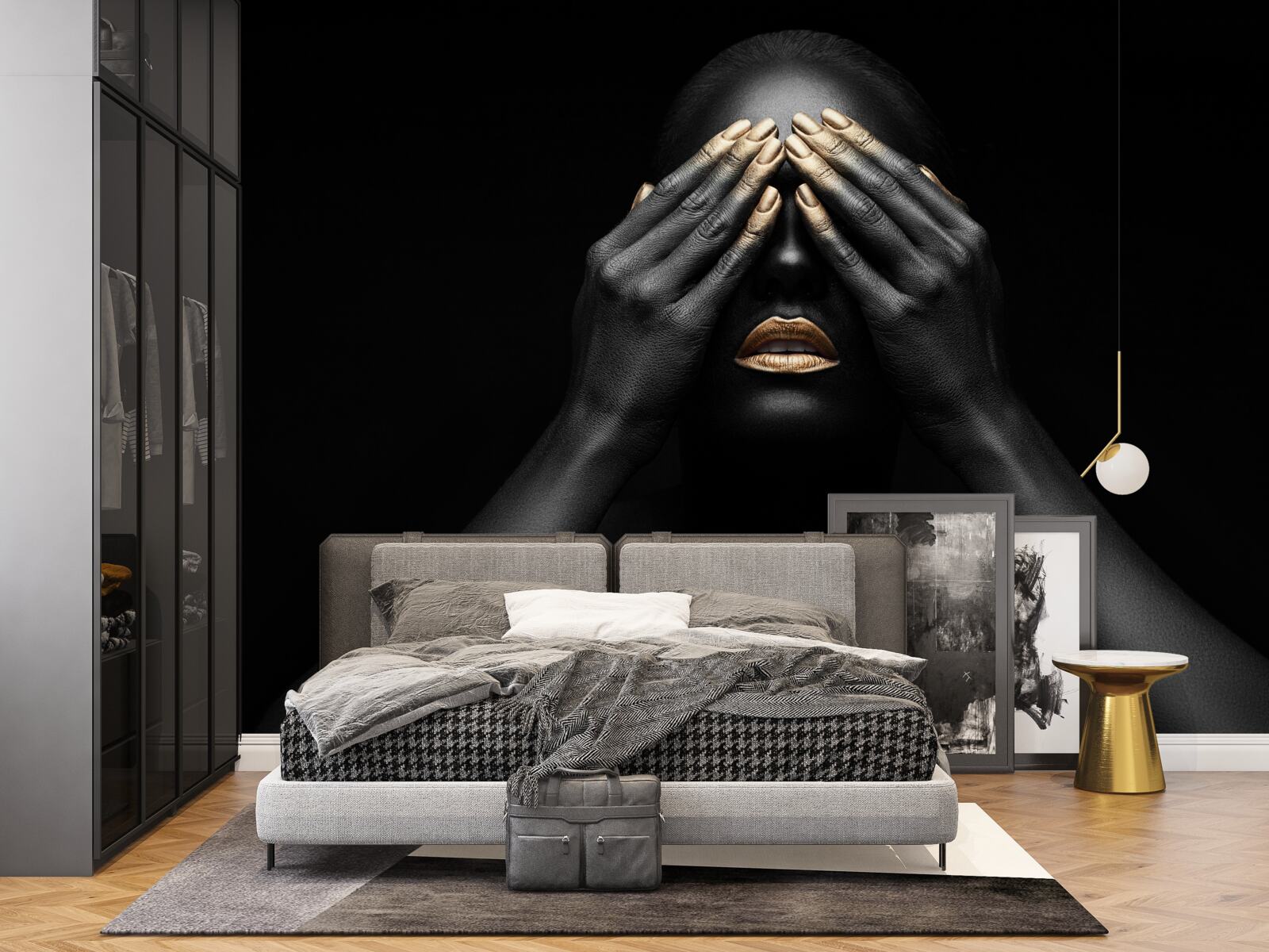 Фотошпалери дівчина затулила очі руками