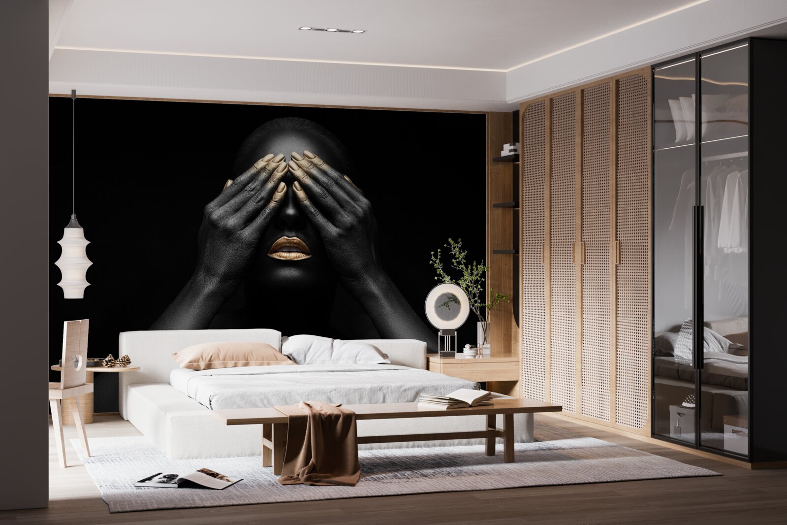 Фотошпалери дівчина затулила очі руками