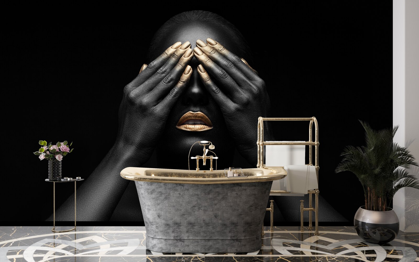 Фотошпалери дівчина затулила очі руками