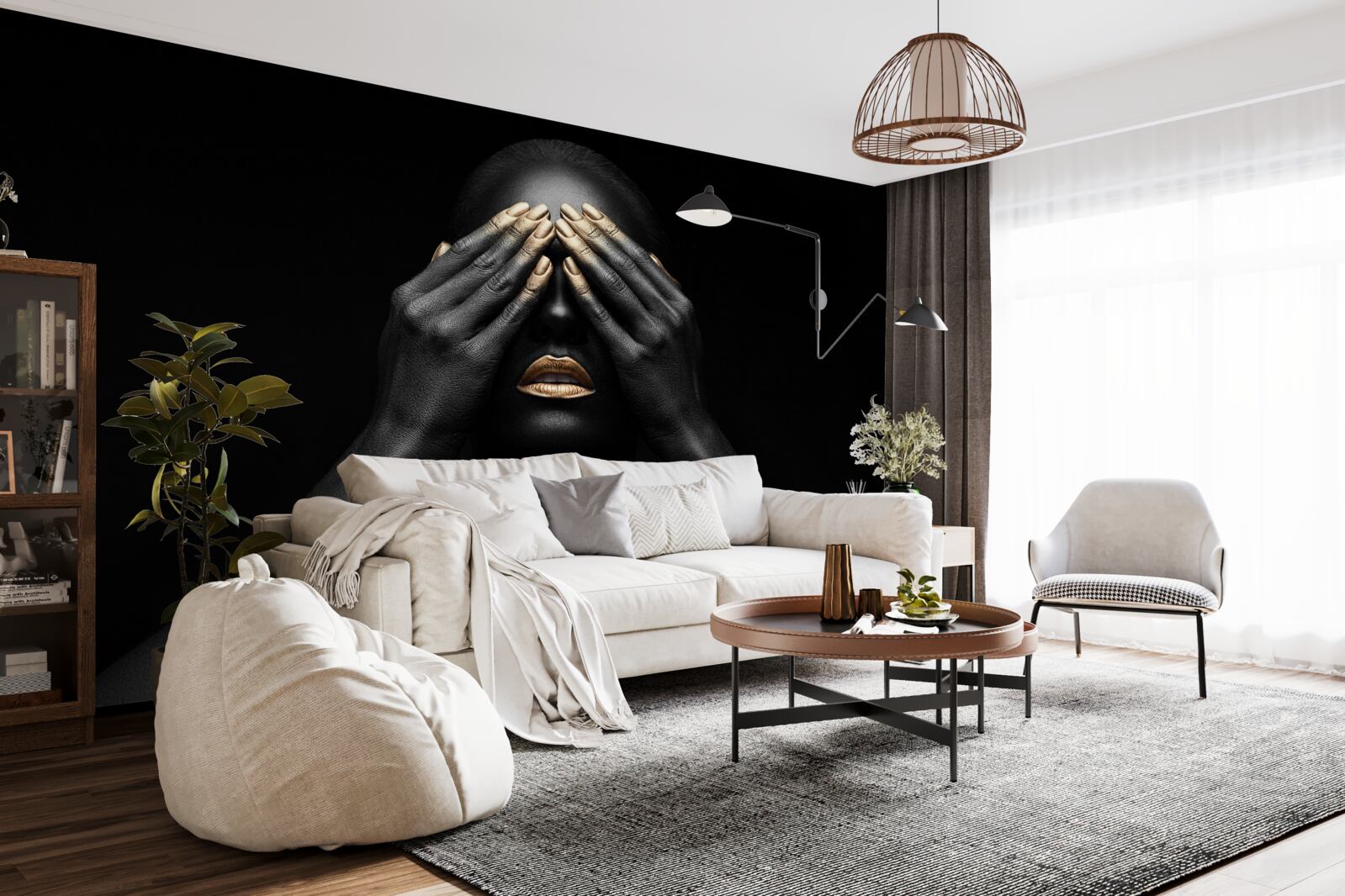 Фотошпалери дівчина затулила очі руками