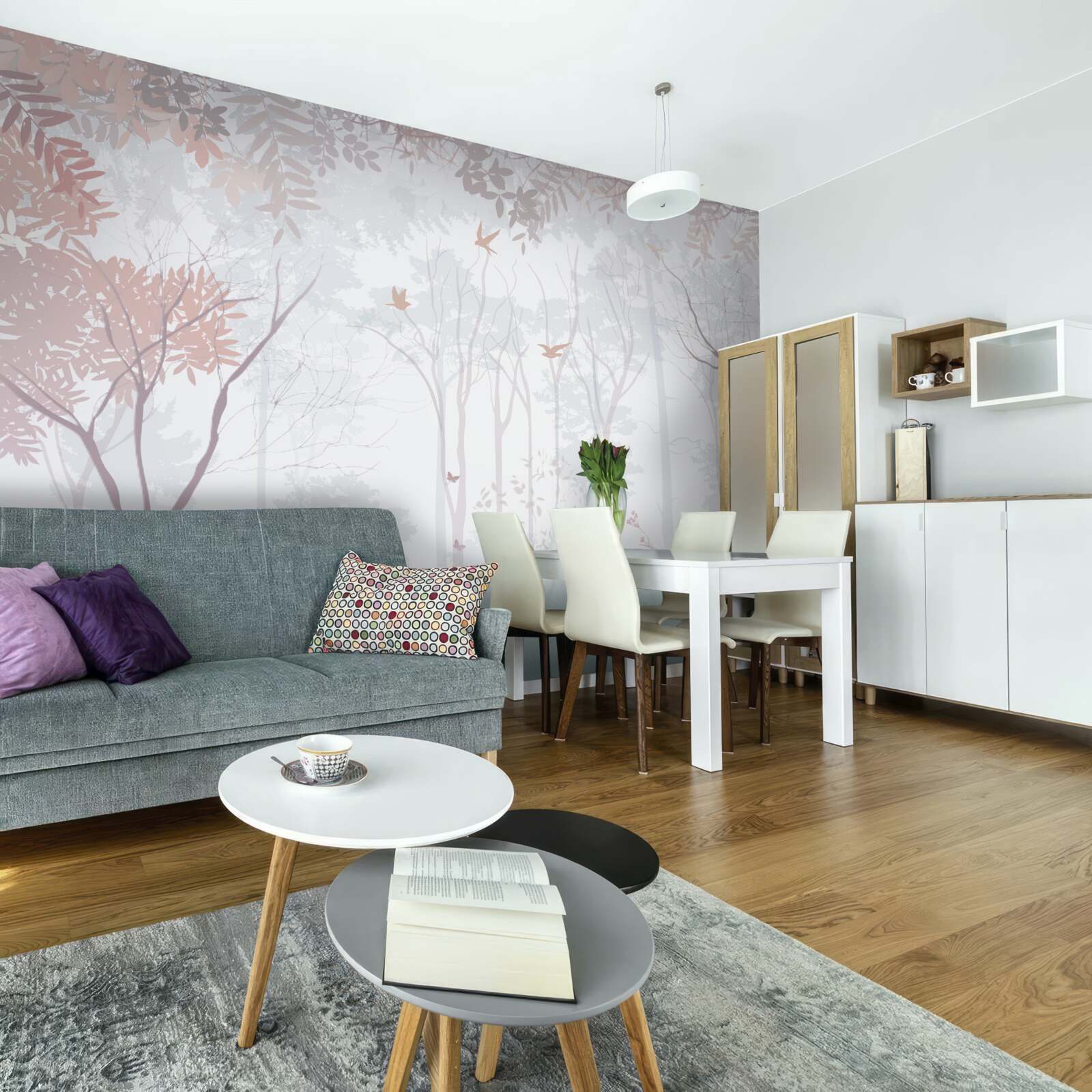 Фотошпалери туманний ліс осіннього ранку