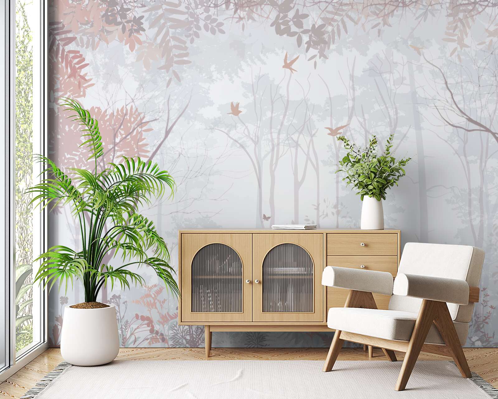 Фотошпалери туманний ліс осіннього ранку