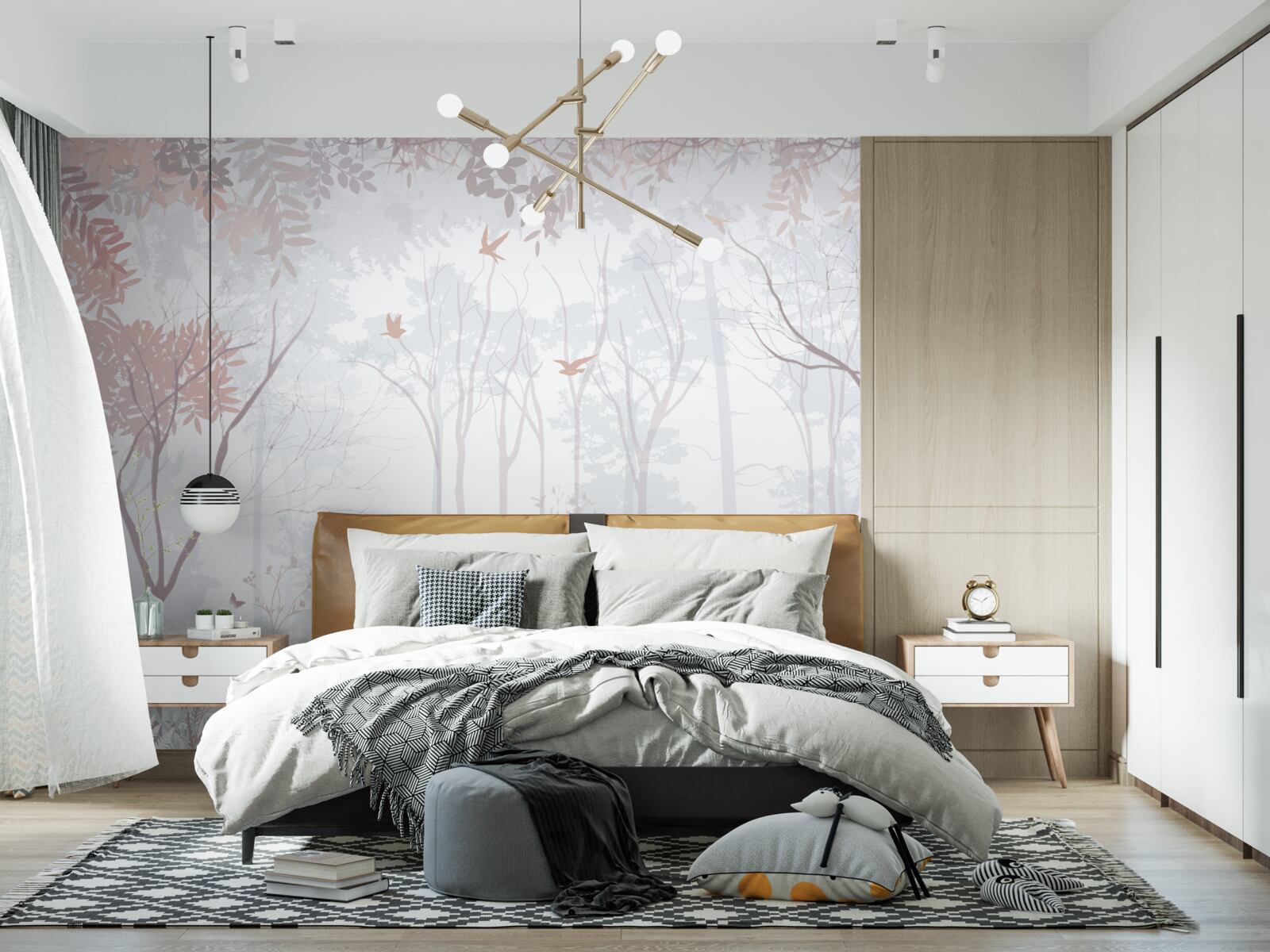 Фотошпалери туманний ліс осіннього ранку