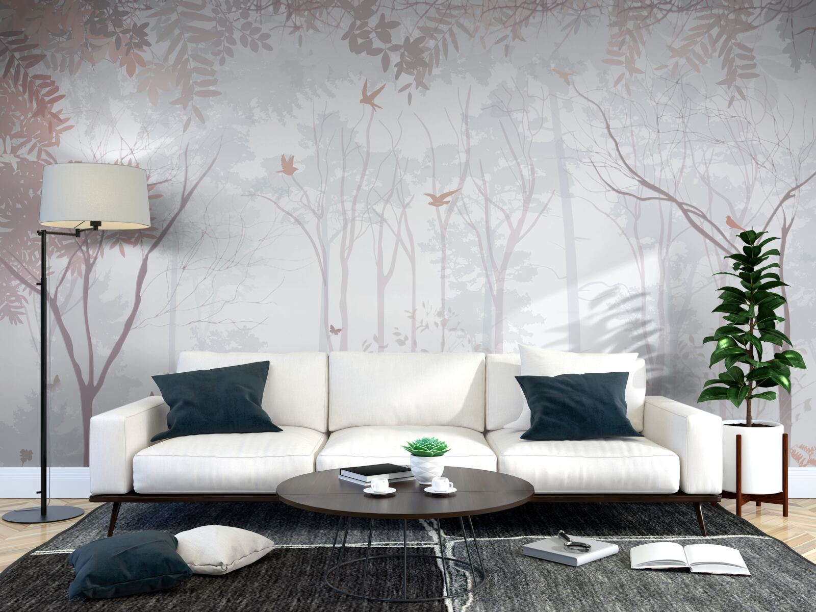 Фотошпалери туманний ліс осіннього ранку