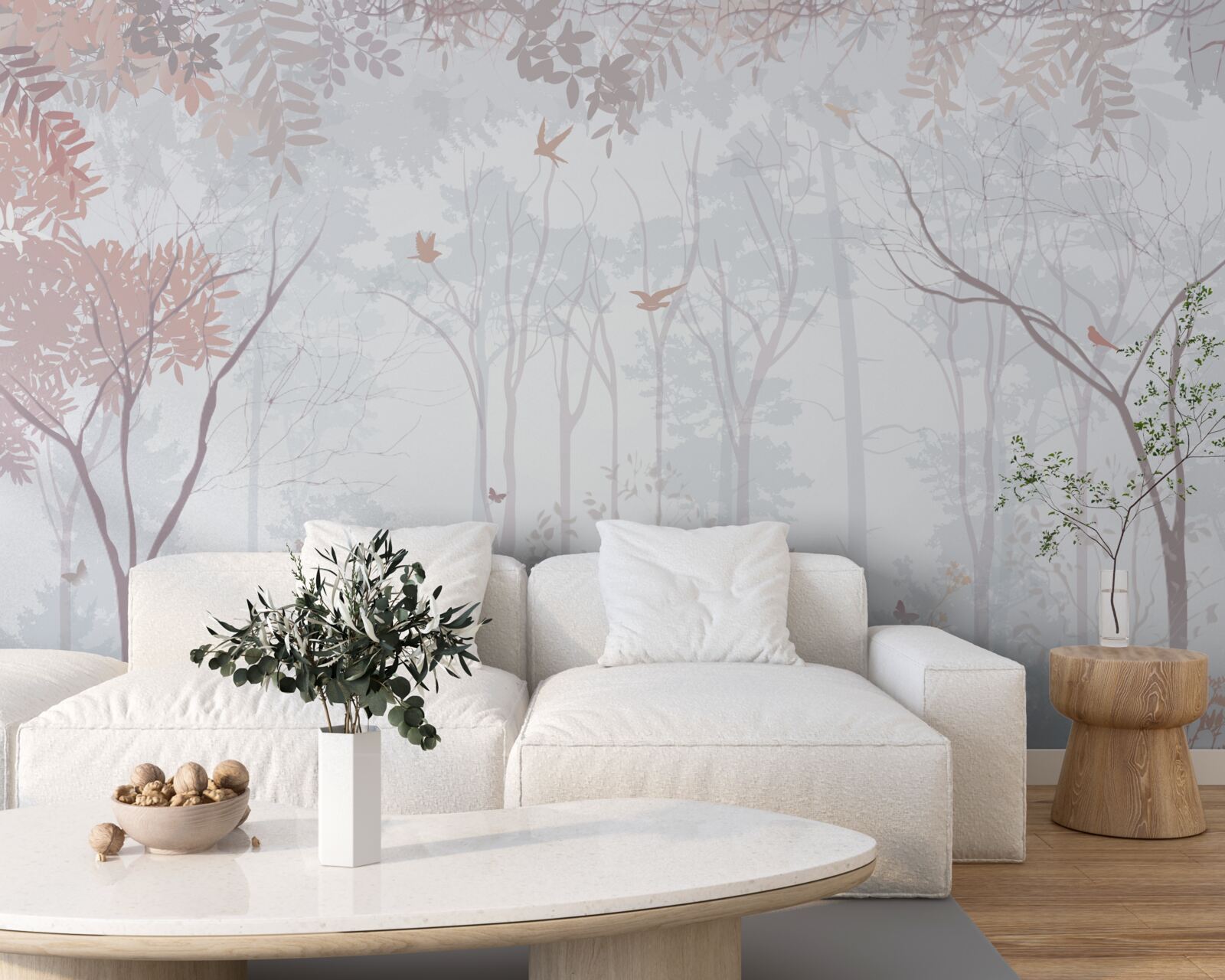 Фотошпалери туманний ліс осіннього ранку