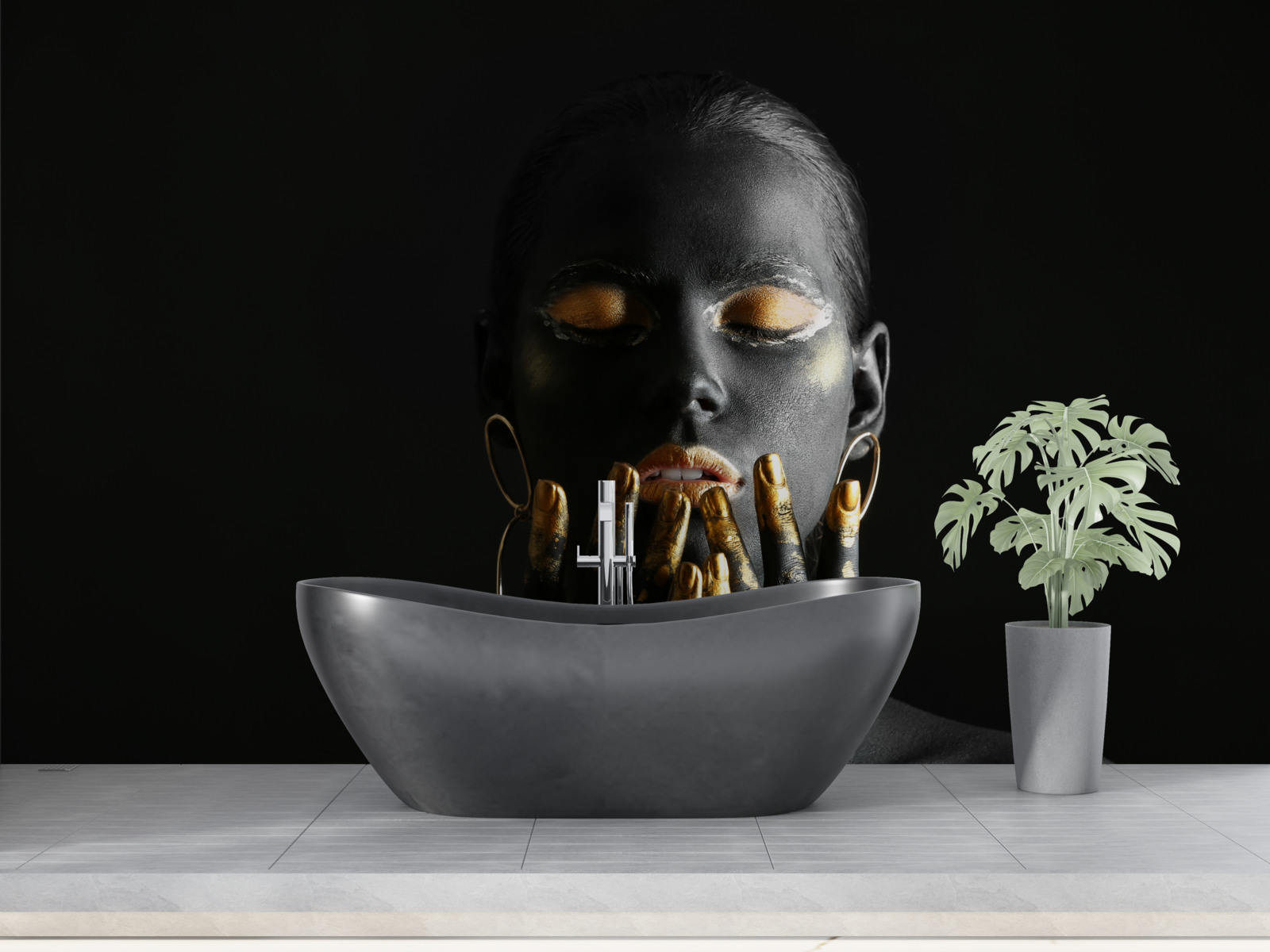 Фотошпалери жінка зі стиснутими губами