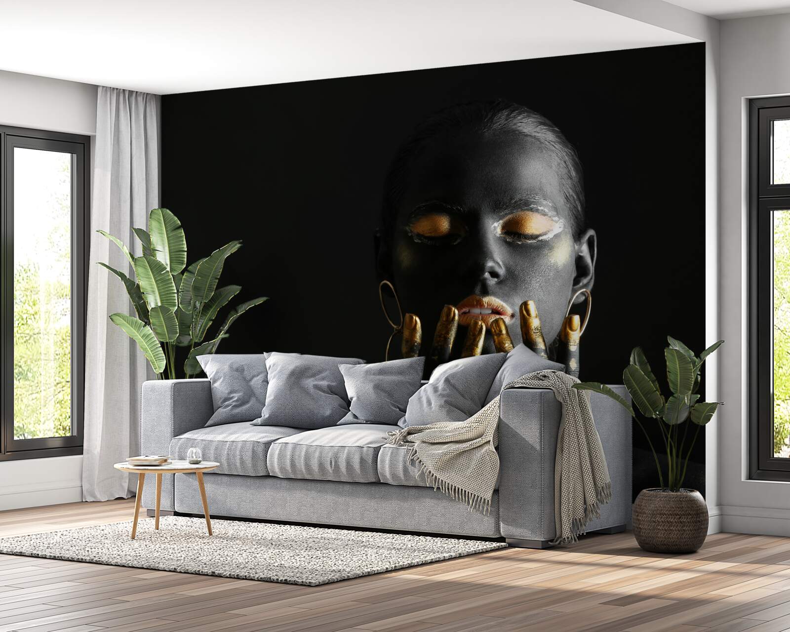 Фотошпалери жінка зі стиснутими губами