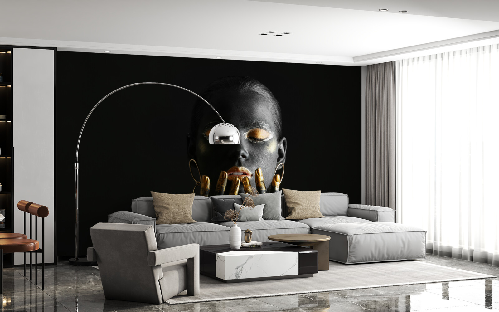 Фотошпалери жінка зі стиснутими губами