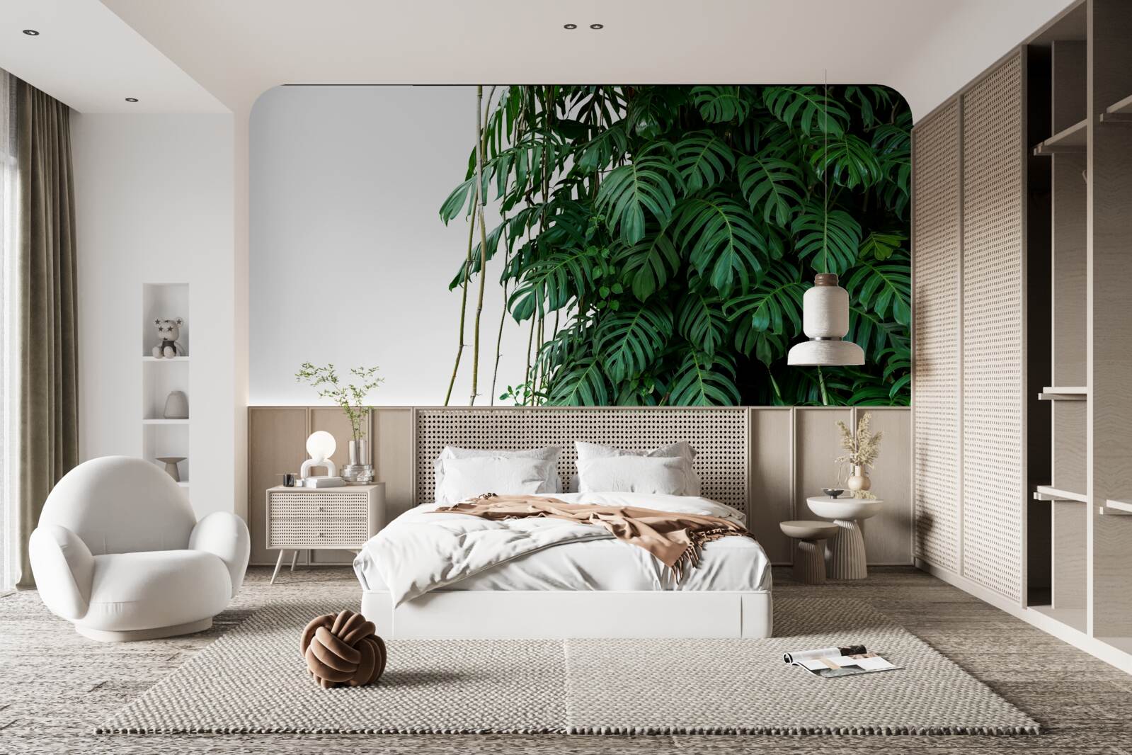 Фотошпалери щільне листя монстери у відтінках зеленого