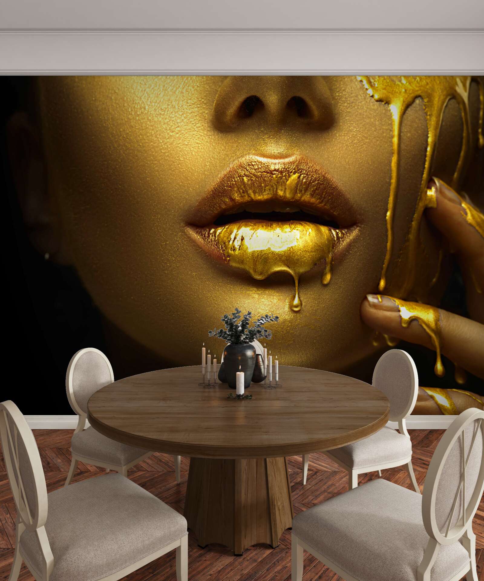 Фотошпалери жінка, вкрита золотистою пігментацією