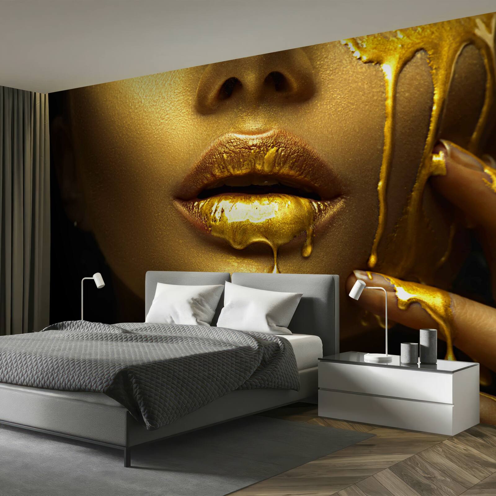 Фотошпалери жінка, вкрита золотистою пігментацією